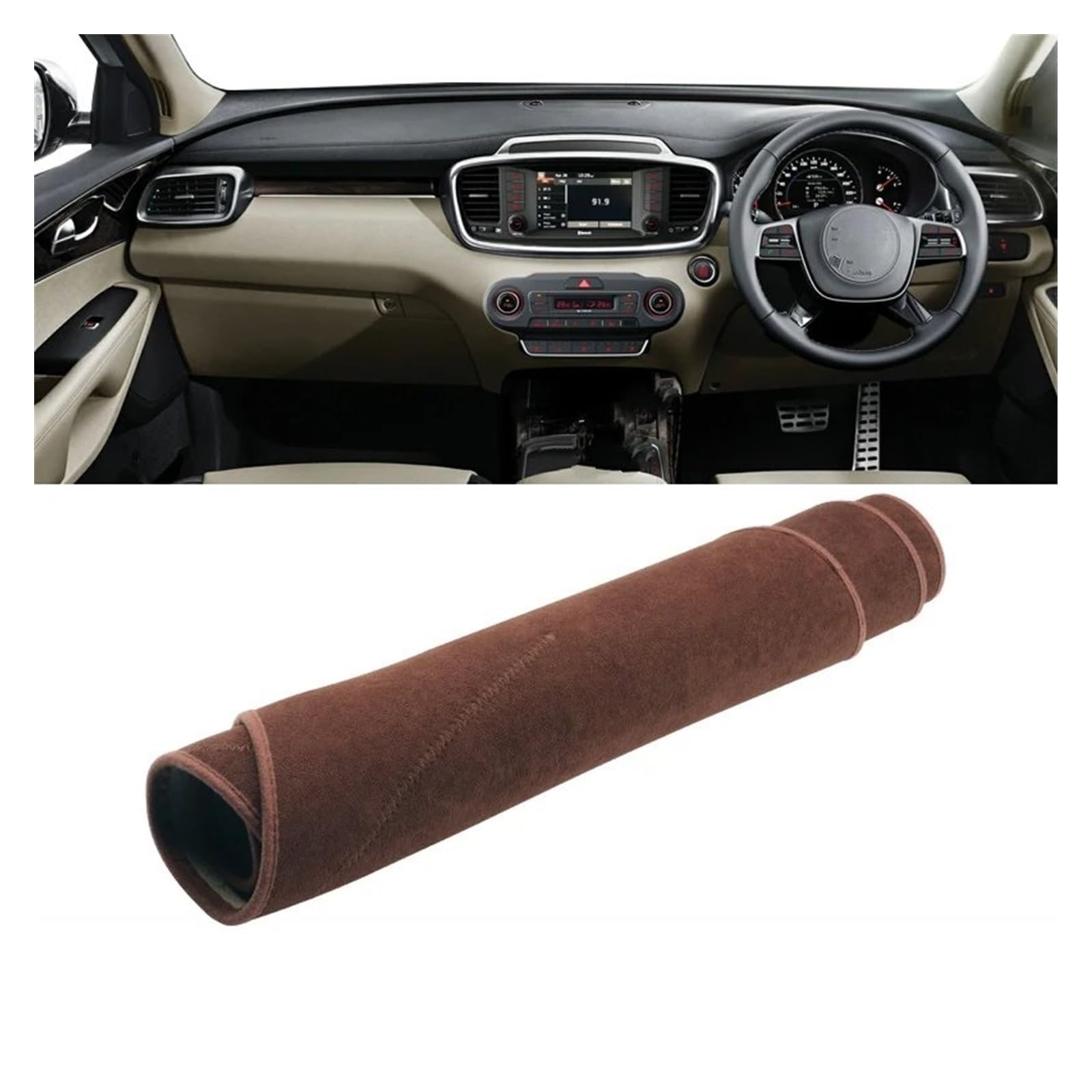 Car Dashboard Cover Pad Für Kia Für Sorento 3 UM 2015-2019 2020 Auto Armaturenbrett Abdeckung Matte Sonnenschutz Pad Instrumententafel Teppiche(B RHD Brown) von AVNVNCNO