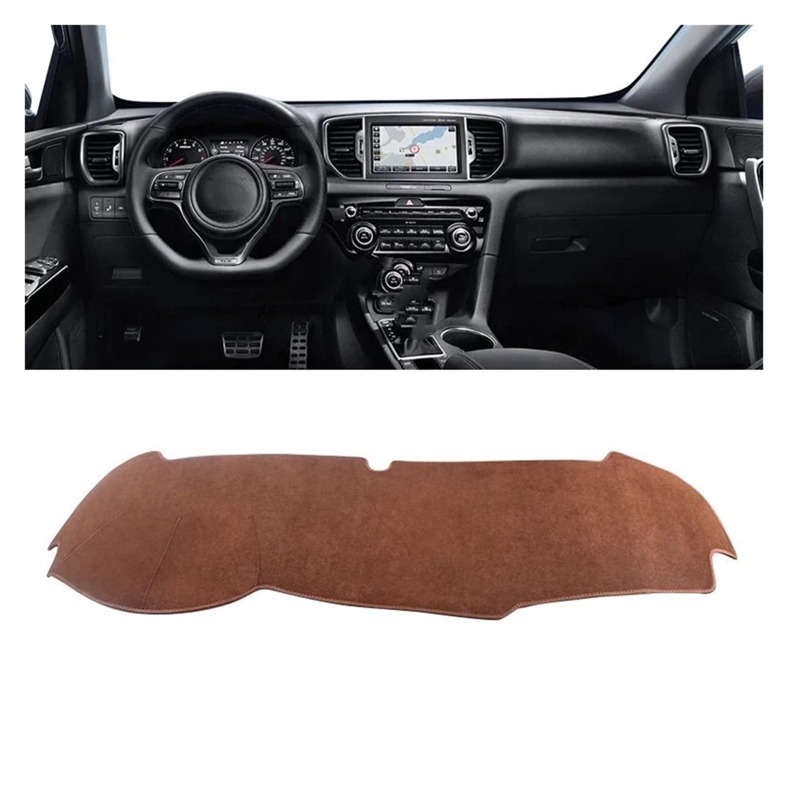 Car Dashboard Cover Pad Für Kia Für Sportage 4 Für QL 2016 2017 2018 2019 2020 2021 Auto Armaturenbrett Abdeckung Sonnenschutz Matte Dash rutschfest(B LHD Brown) von AVNVNCNO