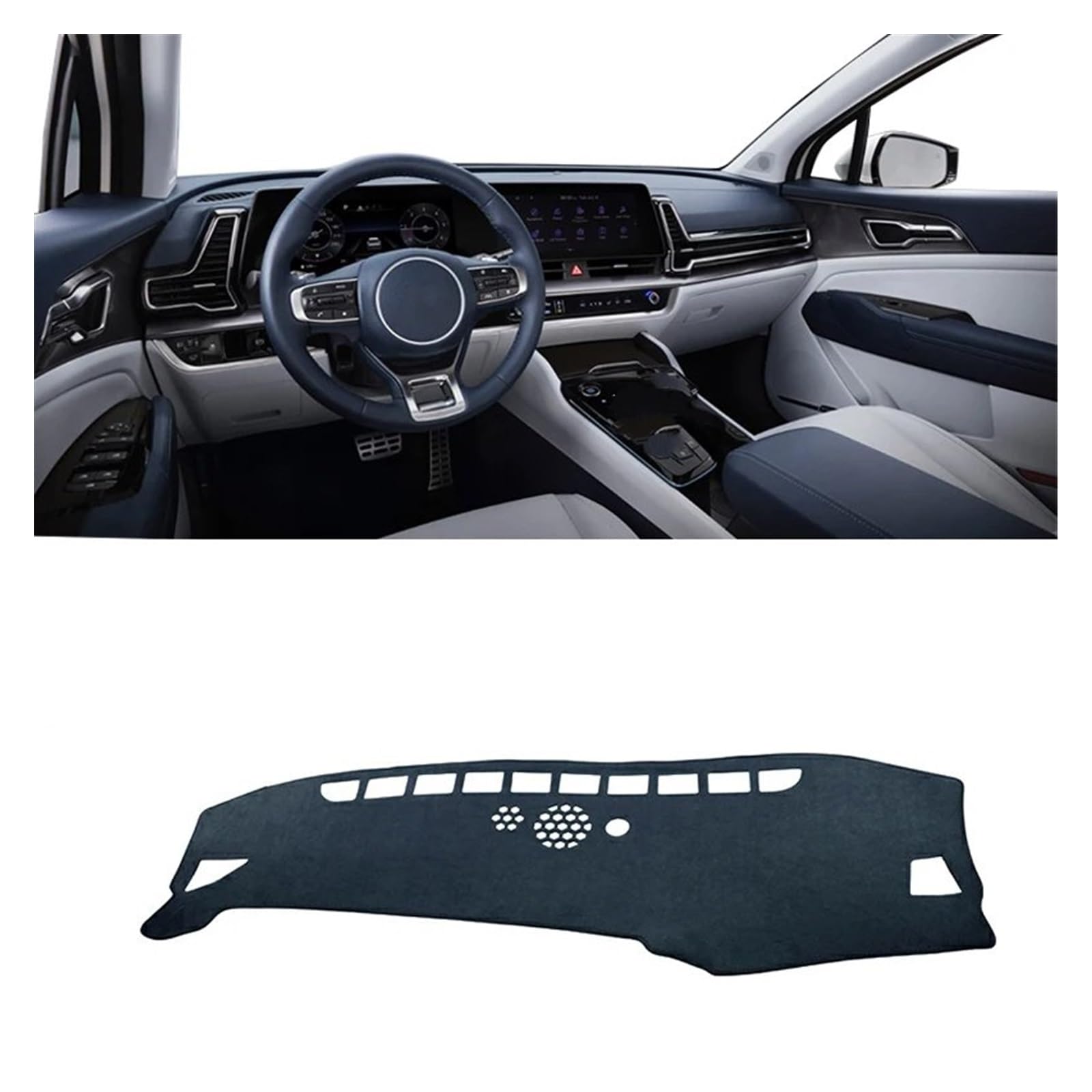 Car Dashboard Cover Pad Für Kia Für Sportage Für NQ5 2022 2023 2024 Für Hybridauto-Armaturenbrettabdeckung Sonnenschutzmattenauflage Instrumententafelteppich(LHD Black) von AVNVNCNO