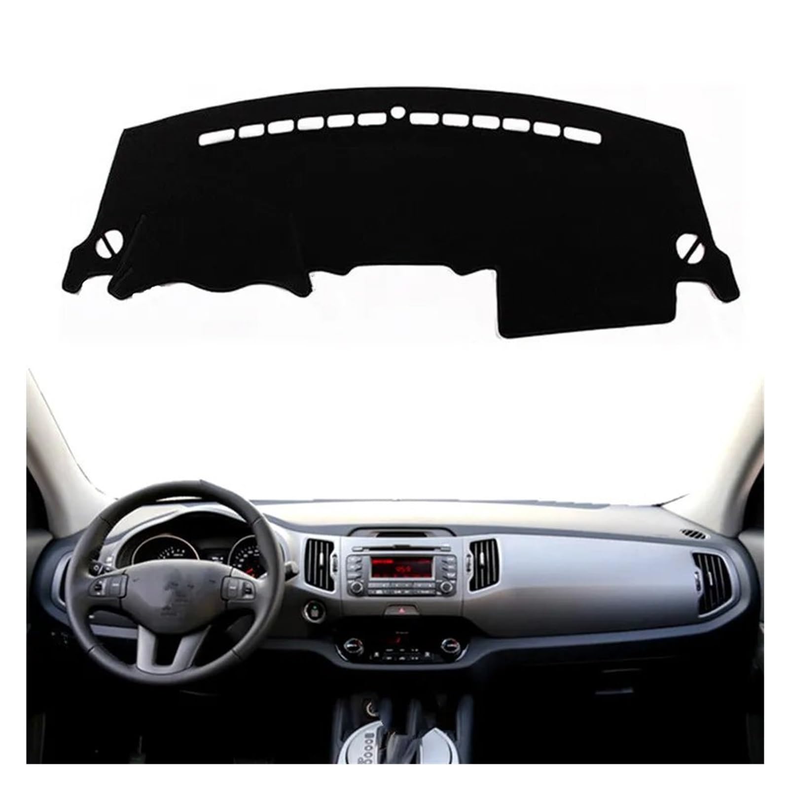 Car Dashboard Cover Pad Für Kia Für Sportage Für R 2011-2014 2015 Dashmat Dashboard-Abdeckung Matte Teppich Sonnenschutz Schützen Teppich Kissen(Schwarz,Lhd) von AVNVNCNO