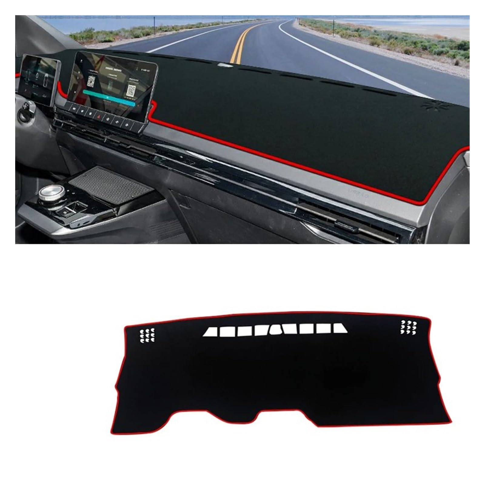 Car Dashboard Cover Pad Für MG 4 Für MG4 Für EV Für Electric Für EH32 Für Mulan 2022-2024 Auto-Armaturenbrett-Abdeckungen Pad Sonnenschutzteppiche rutschfeste Matten(A Red Side LHD) von AVNVNCNO