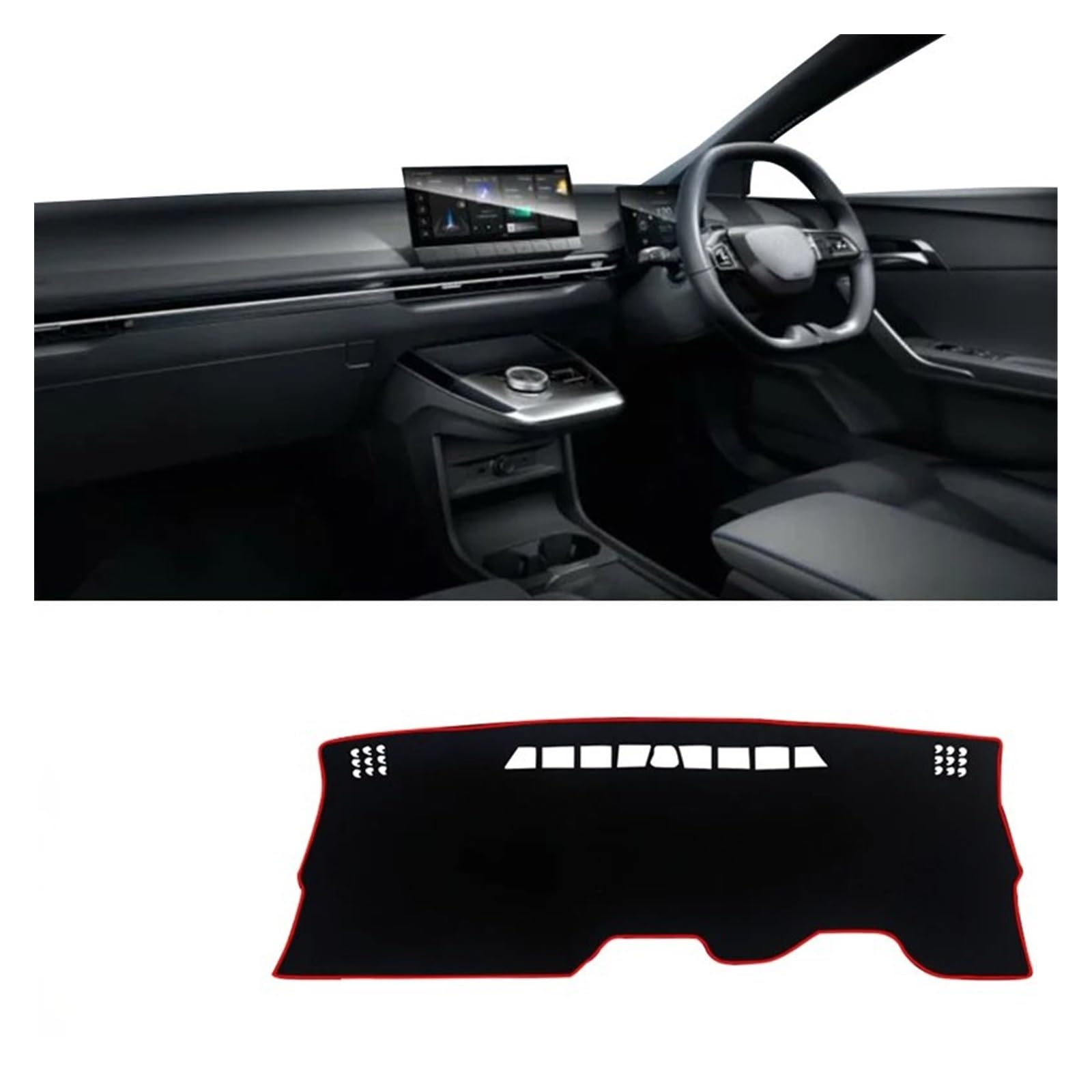 Car Dashboard Cover Pad Für MG 4 Für MG4 Für EV Für Electric Für EH32 Für Mulan 2022-2024 Auto-Armaturenbrett-Abdeckungen Pad Sonnenschutzteppiche rutschfeste Matten(A Red Side RHD) von AVNVNCNO