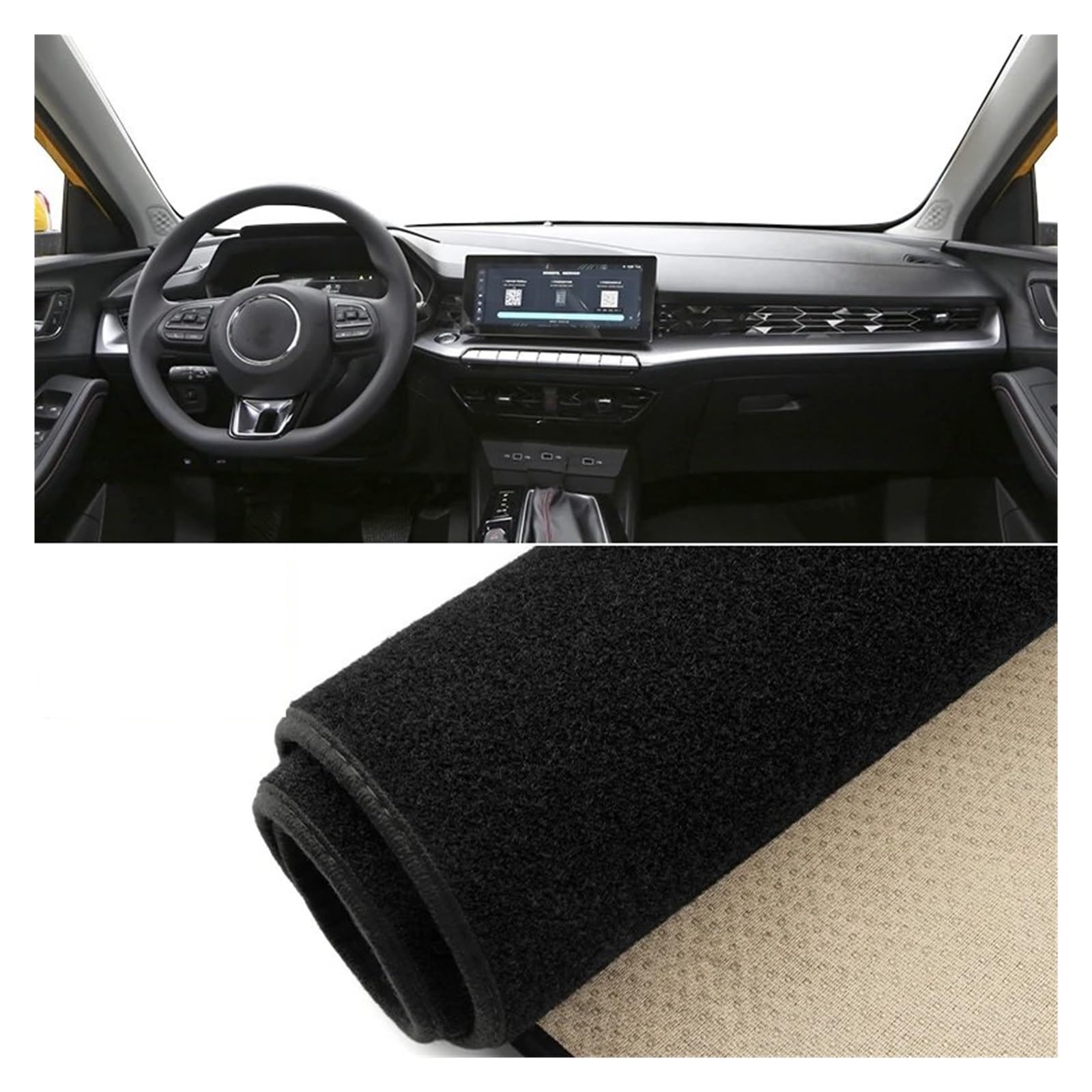 Car Dashboard Cover Pad Für MG 5 Für MG5 2020 2021 2022 2023 Auto-Armaturenbrett-Abdeckungsmatte Armaturenbrett Sonnenschutz rutschfeste Unterlage Instrumententafelteppiche(A Black Side LHD) von AVNVNCNO