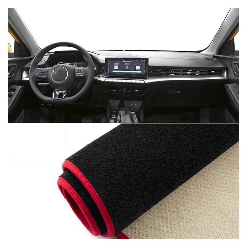 Car Dashboard Cover Pad Für MG 5 Für MG5 2020 2021 2022 2023 Auto-Armaturenbrett-Abdeckungsmatte Armaturenbrett Sonnenschutz rutschfeste Unterlage Instrumententafelteppiche(A Red Side LHD) von AVNVNCNO