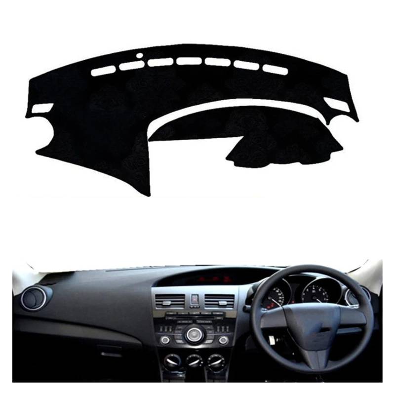 Car Dashboard Cover Pad Für Mazda 3 Für Axela 2009 2010 2011 2012 2013 Auto Dashboard Abdeckung Dash Schützen Matte Pad Sonnenschirm Dashmat Teppich Teppich(Black Edge,RHD) von AVNVNCNO