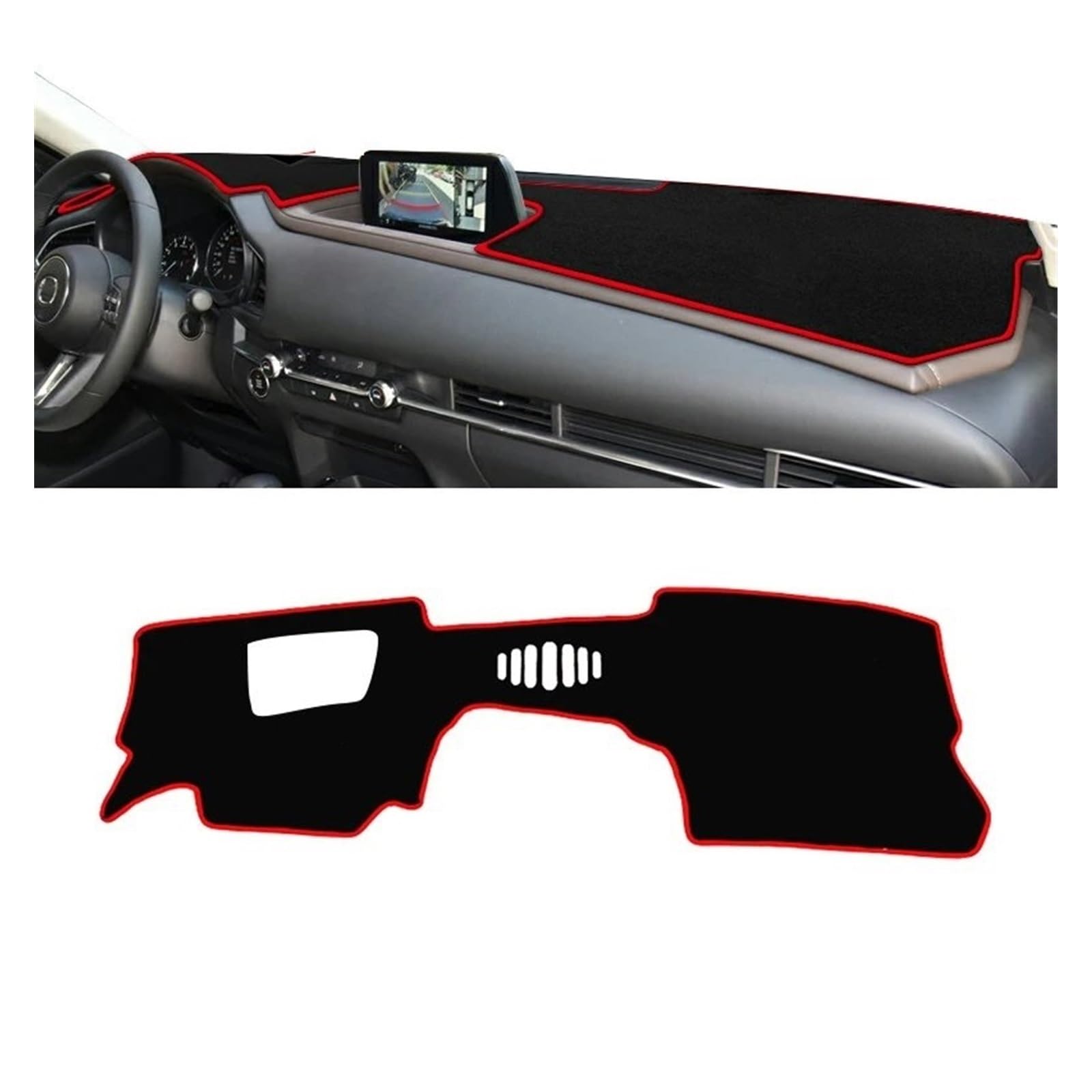 Car Dashboard Cover Pad Für Mazda Für CX-30 Für CX30 Für CX 30 Für DM 2019 2020 2021 2022 2023 Auto Armaturenbrett-Abdeckungen Sonnenschutzmatten Innenraum(A LHD with HUD Red) von AVNVNCNO