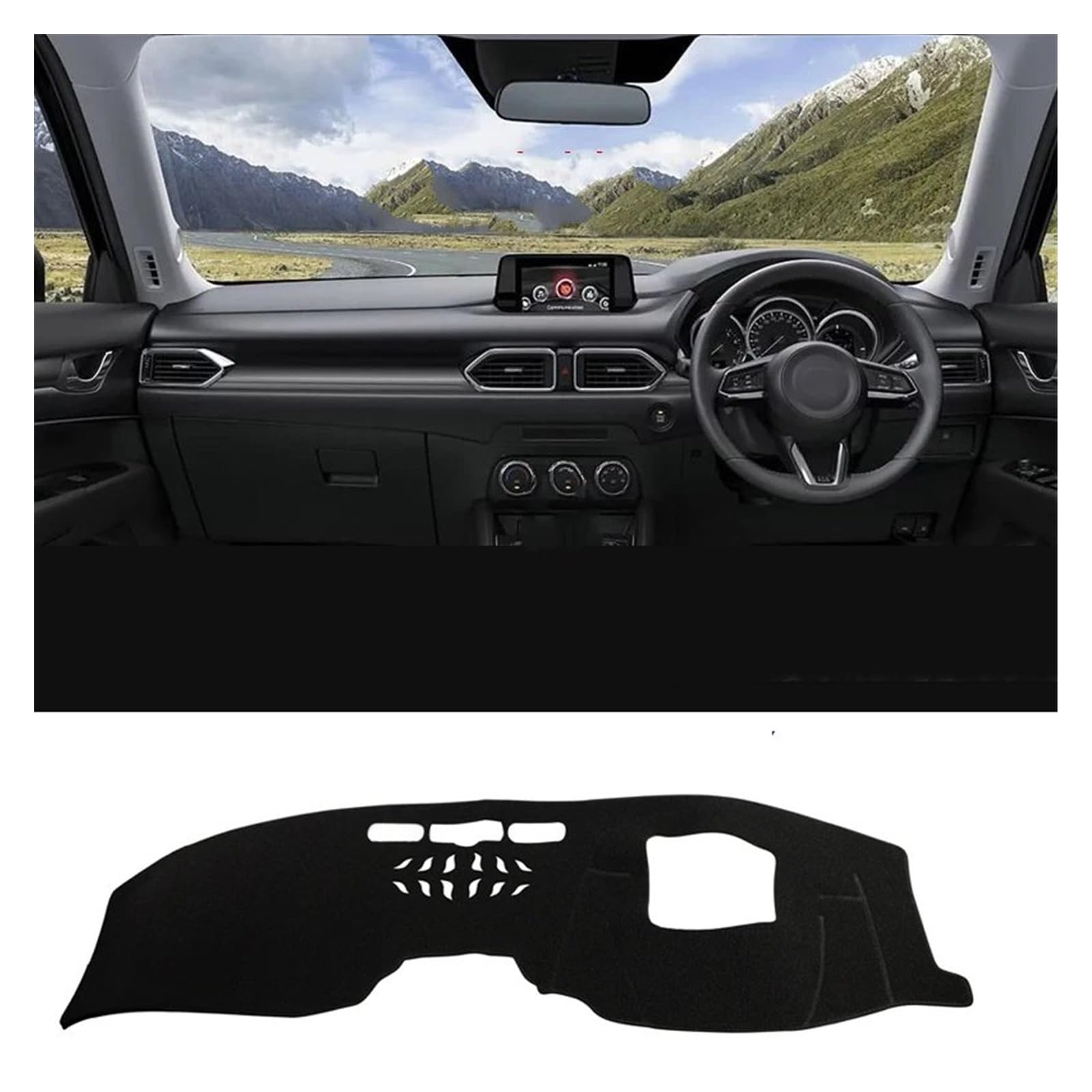 Car Dashboard Cover Pad Für Mazda Für CX-5 Für CX5 Für KF 2017-2020 2021 2022 2023 Auto-Armaturenbrett-Sonnenschutzabdeckung Instrumententisch rutschfeste Matte(RHD with HUD Black) von AVNVNCNO