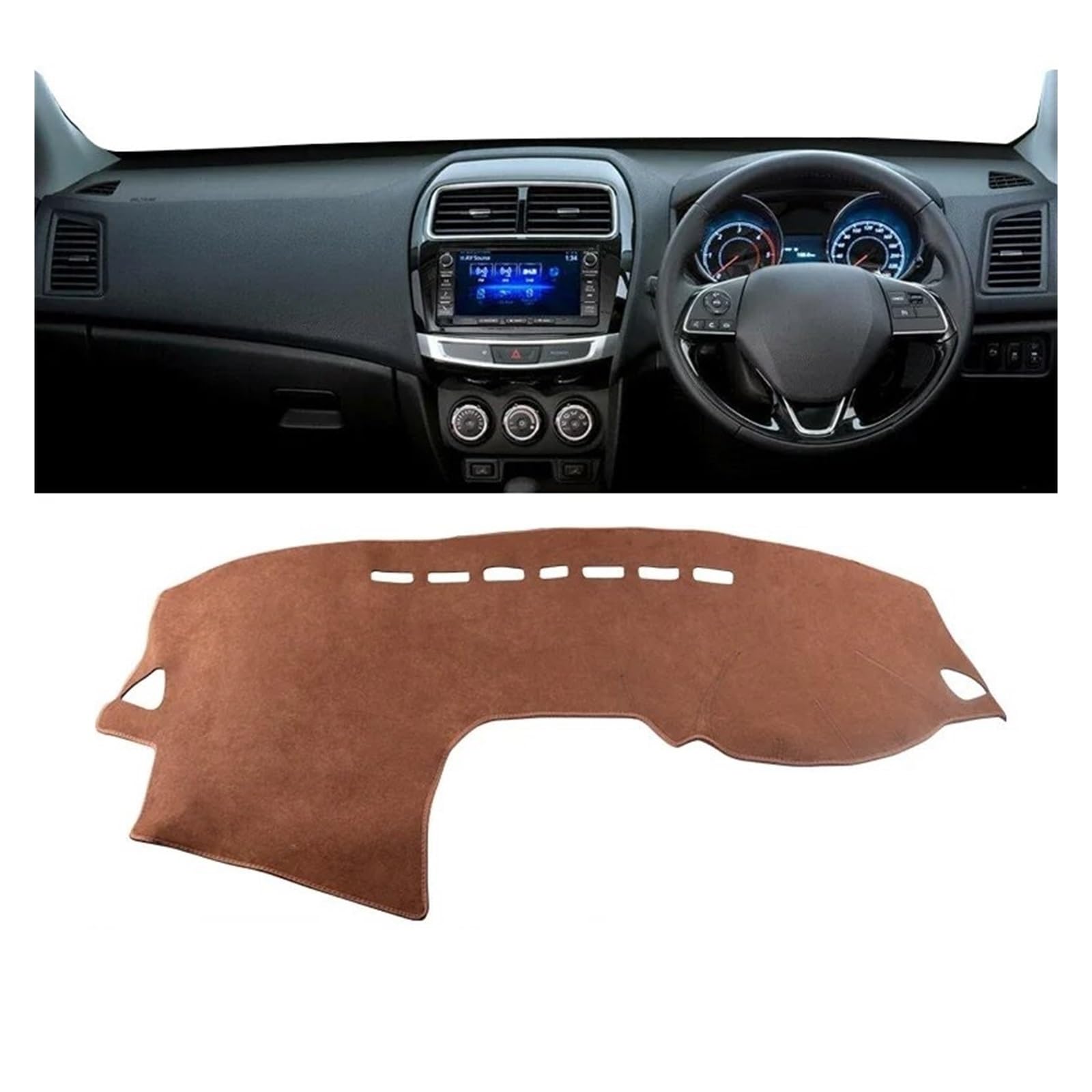 Car Dashboard Cover Pad Für Mitsubishi Für ASX 2010-2012 2013 2014 2015 2016 2017 2018 2019 2020 2021 2022 Für RVR Auto Dashboard Abdeckung Matte(B RHD Brown) von AVNVNCNO