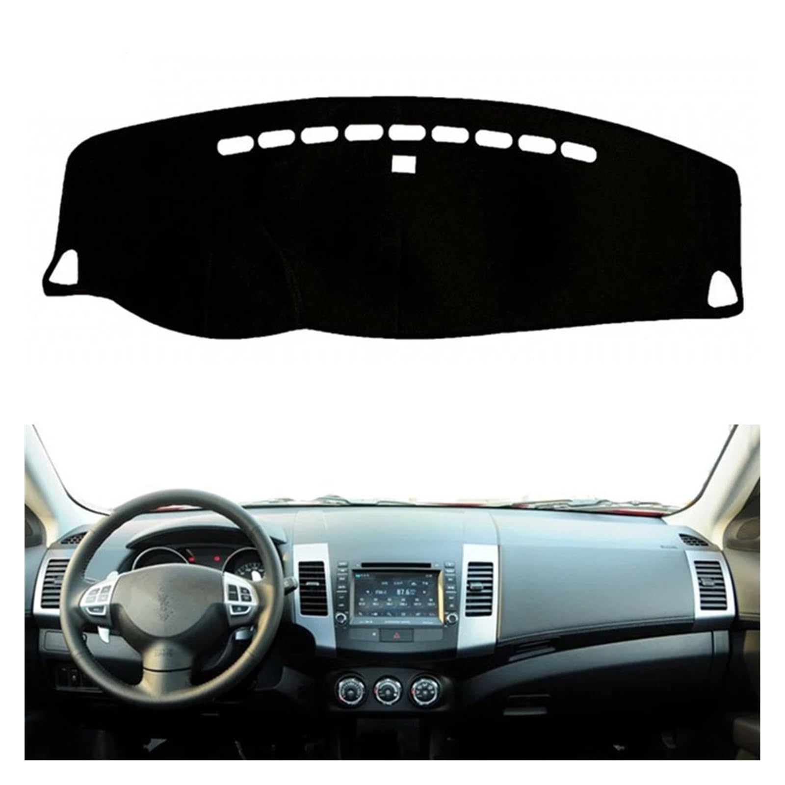 Car Dashboard Cover Pad Für Mitsubishi Für Outlander 2007-2012 Auto Armaturenbrettabdeckung Armaturenbrettmatte Sonnenschutz Dashmat Schützen Teppich Teppich(Schwarz,Lhd) von AVNVNCNO