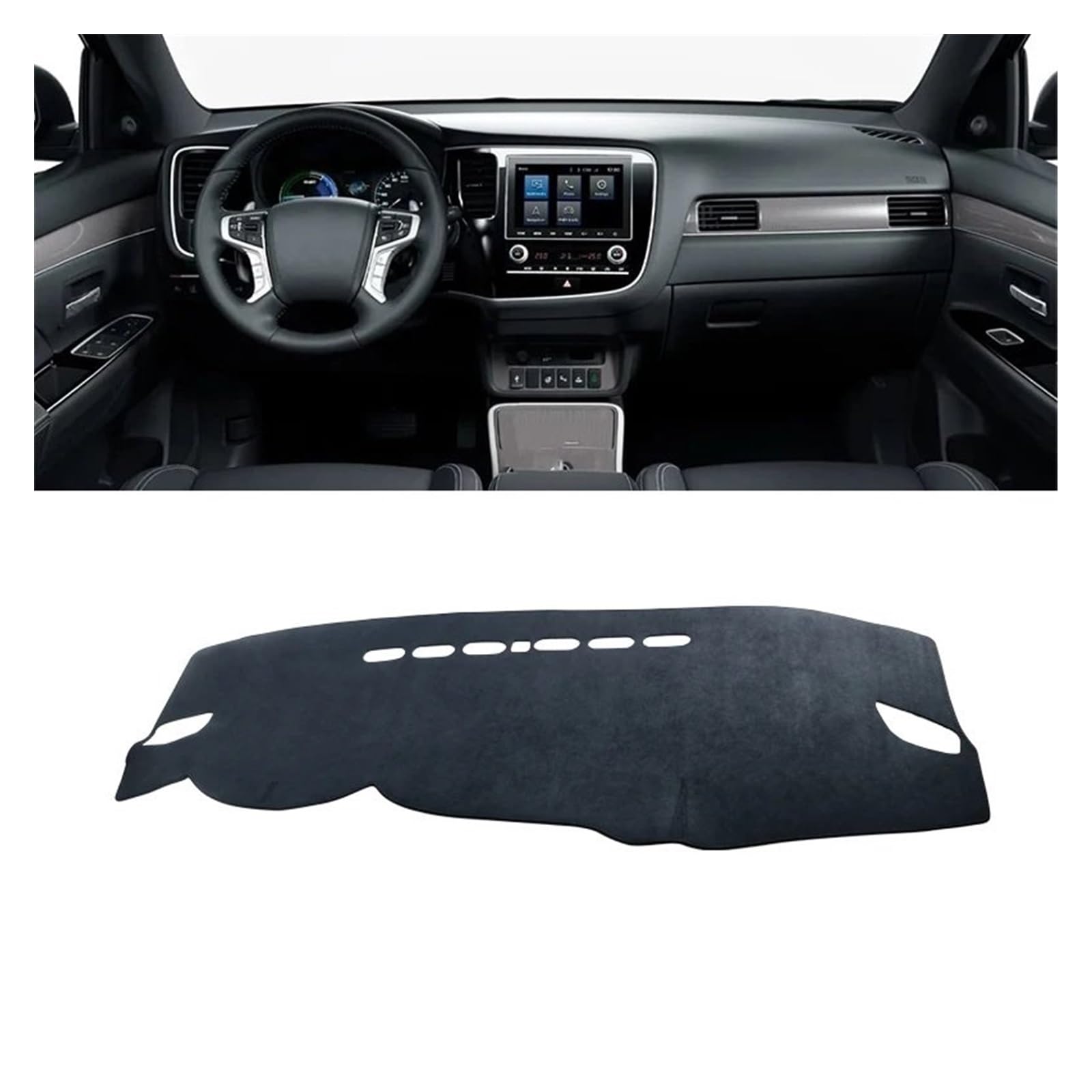 Car Dashboard Cover Pad Für Mitsubishi Für Outlander 3 Für PHEV 2013-2020 Auto-Armaturenbrett-Abdeckung Sonnenschutzmatte Pad Instrumententafel Teppiche(B LHD Black) von AVNVNCNO