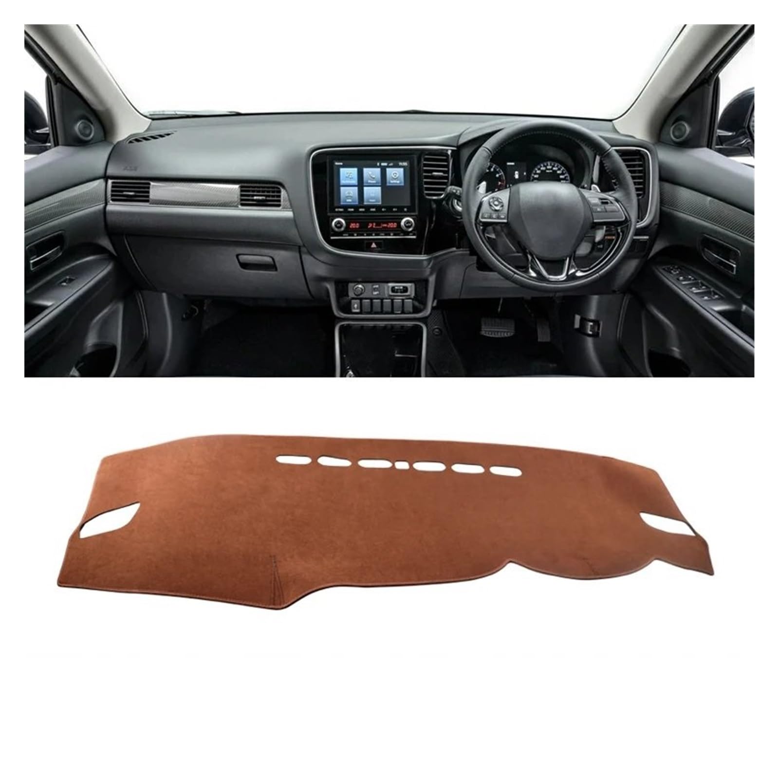 Car Dashboard Cover Pad Für Mitsubishi Für Outlander 3 Für PHEV 2013-2020 Auto-Armaturenbrett-Abdeckung Sonnenschutzmatte Pad Instrumententafel Teppiche(B RHD Brown) von AVNVNCNO