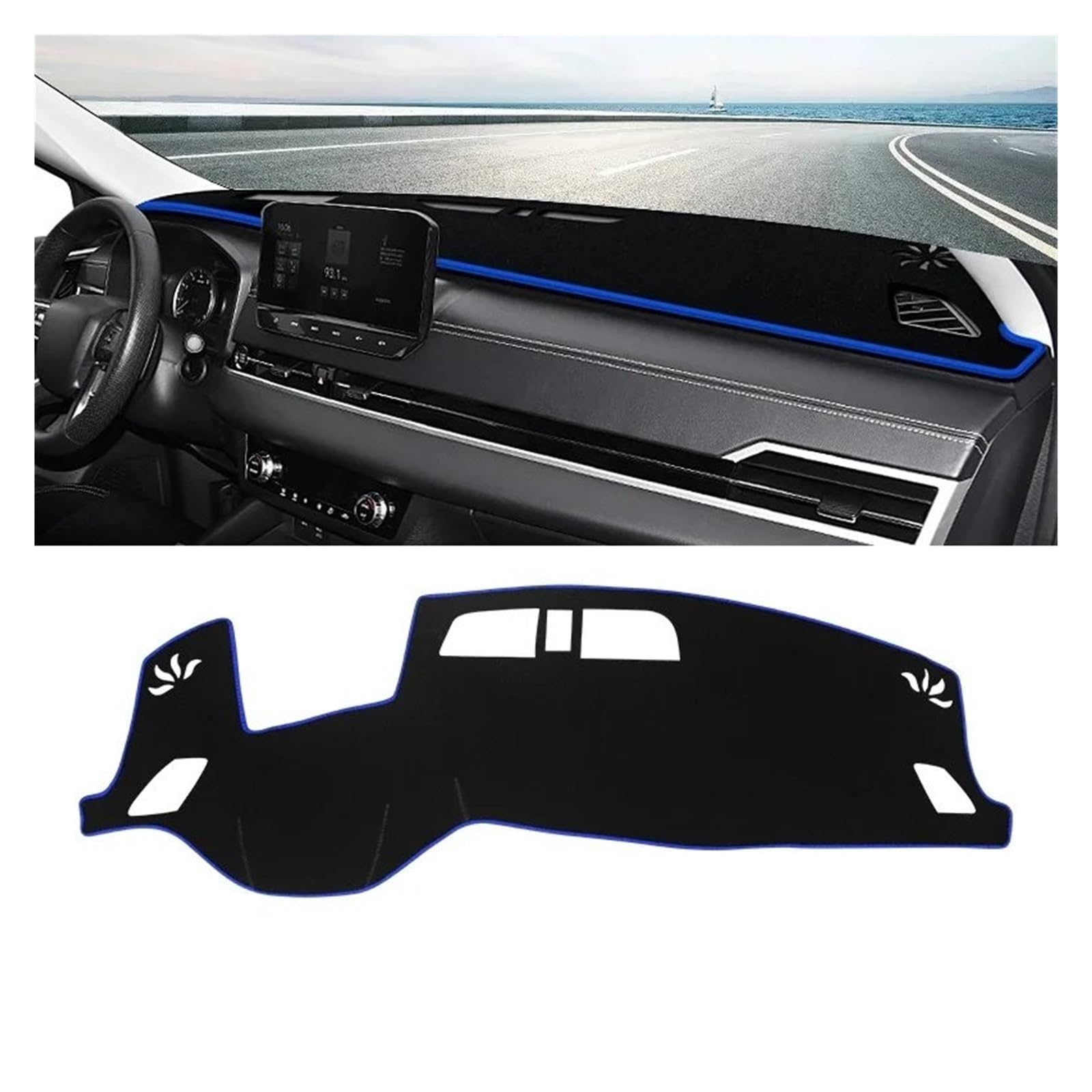 Car Dashboard Cover Pad Für Mitsubishi Für Outlander Für PHEV IV 4 Für MK4 2022 2023 2024 Auto-Armaturenbrett-Abdeckung, Armaturenbrett-Matte, Sonnenschutz, rutschfeste Unterlage(A Blue Side) von AVNVNCNO