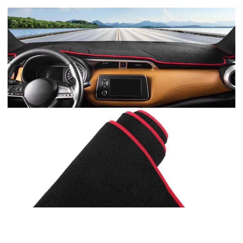 Car Dashboard Cover Pad Für Nissan Für Kicks Für P15 2016-2018 2019 2020 2021 2022 2023 2024 Auto Dashboard Pad Instrument Schreibtisch Abdeckung Matte(A LHD Red Side) von AVNVNCNO