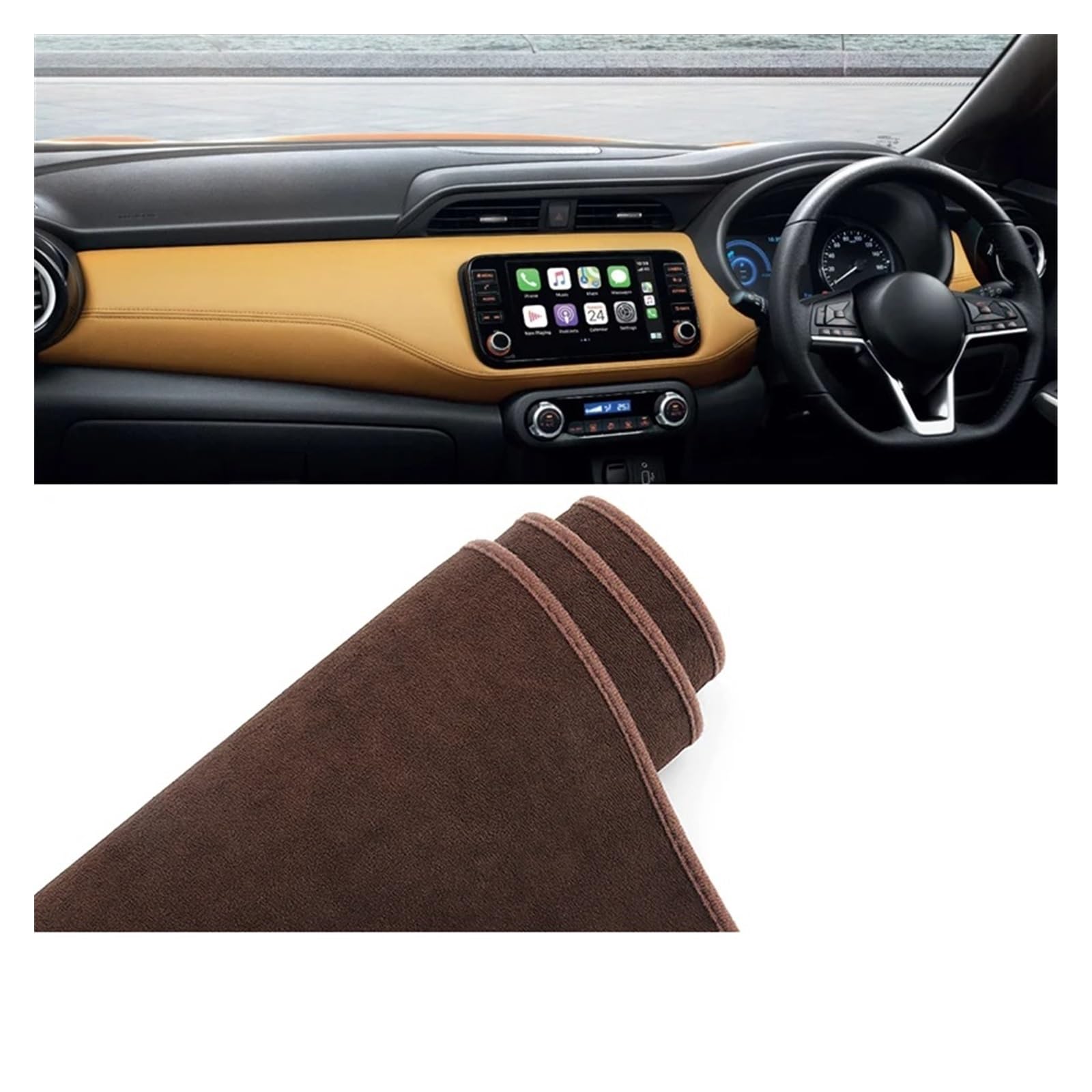 Car Dashboard Cover Pad Für Nissan Für Kicks Für P15 2016-2018 2019 2020 2021 2022 2023 2024 Auto Dashboard Pad Instrument Schreibtisch Abdeckung Matte(B RHD Brown) von AVNVNCNO