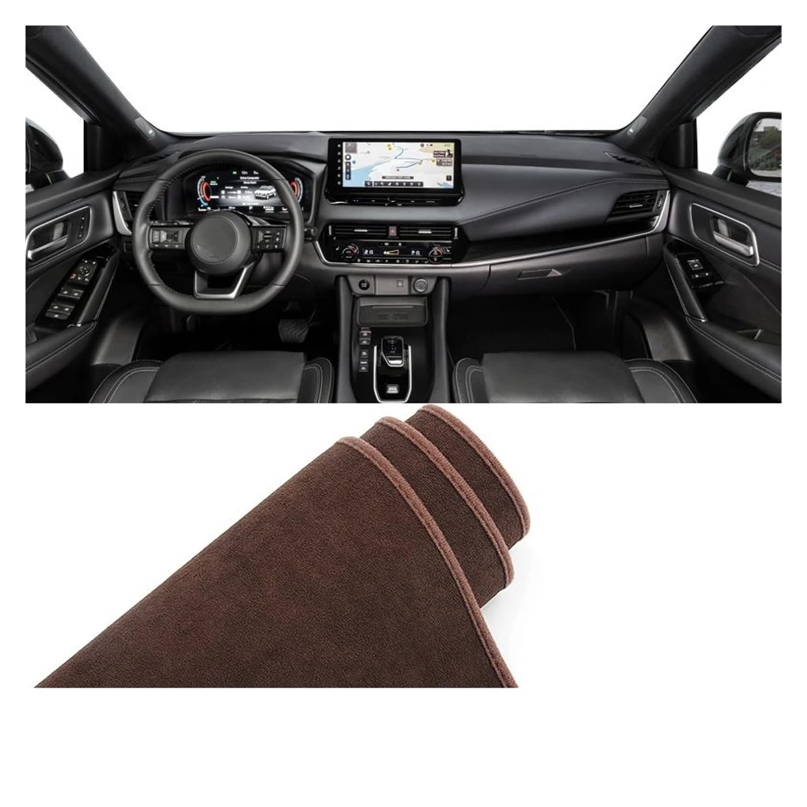 Car Dashboard Cover Pad Für Nissan Für Qashqai 2021 2022 2023 2024 Auto Armaturenbrett Abdeckung Matte Instrument Teppiche rutschfeste Pad(B Brown LHD) von AVNVNCNO