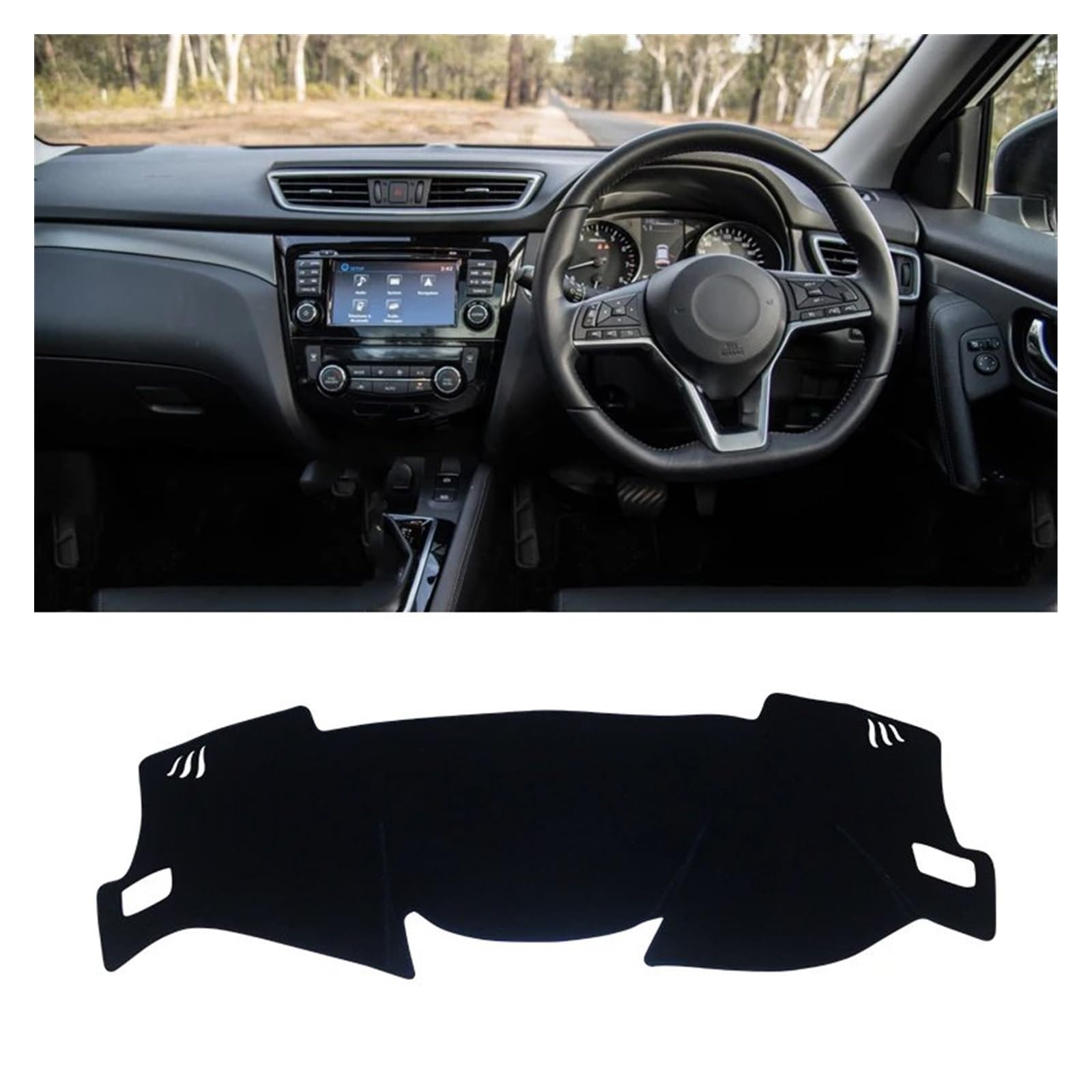 Car Dashboard Cover Pad Für Nissan Für Qashqai Für J11 2014-2018 2019 2020 Auto-Armaturenbrett-Abdeckung Armaturenbrettmatte Sonnenschutz Instrumententisch rutschfeste Unterlage(A Black Side RHD) von AVNVNCNO