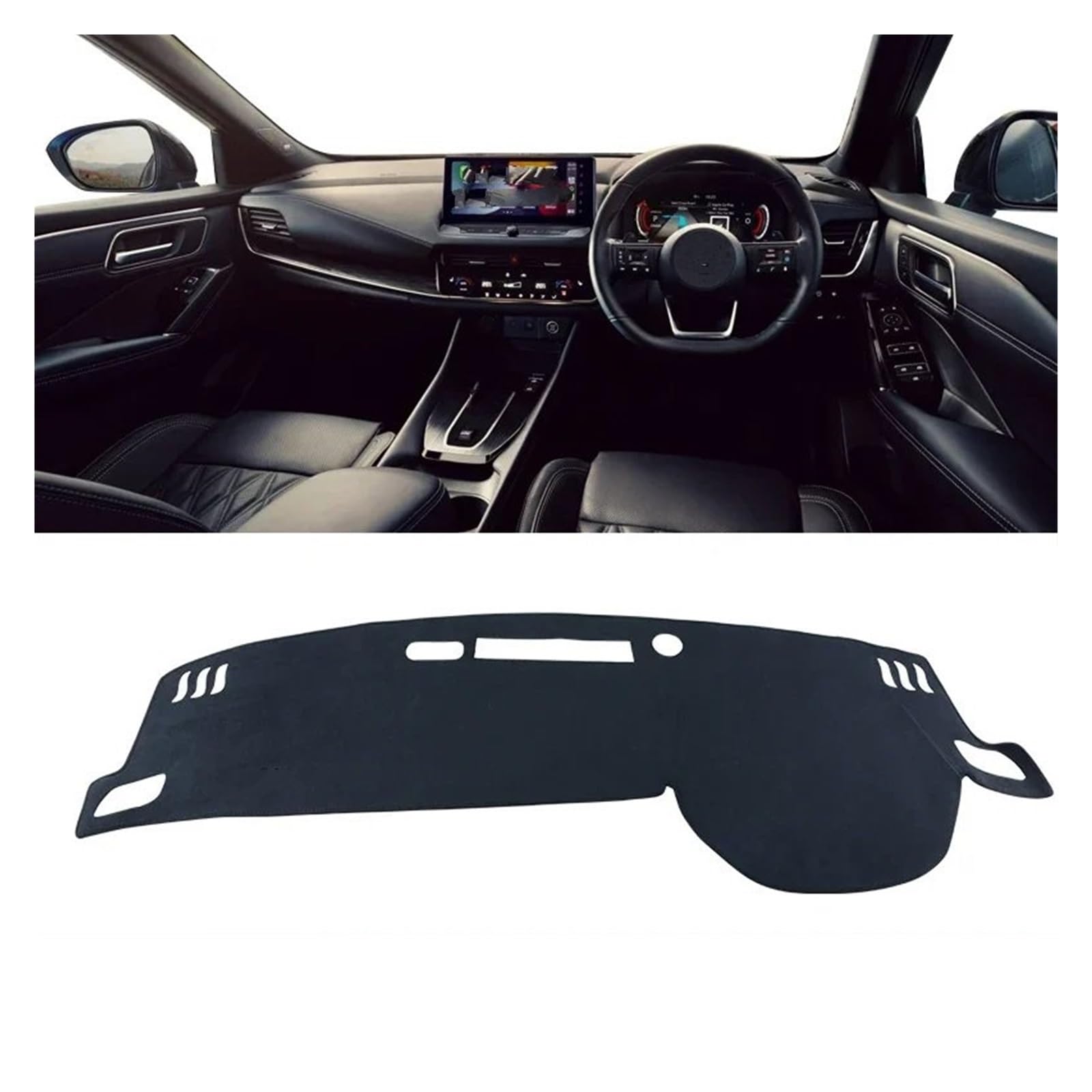 Car Dashboard Cover Pad Für Nissan Für Qashqai Für J12 2021-2024 Für E-Power 3 Für MK3 Auto-Armaturenbrett-Abdeckung Instrumententisch Sonnenschutzmatte rutschfest(B RHD Black) von AVNVNCNO