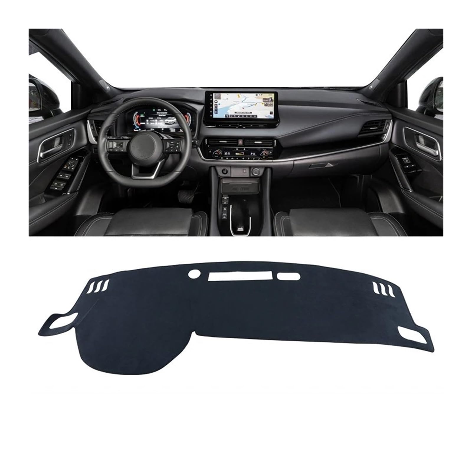 Car Dashboard Cover Pad Für Nissan Für Qashqai Für J12 Für E-Power 2021 2022 2023 2024 Auto-Armaturenbrett-Abdeckung Sonnenschutz Vermeiden Lichtmatten-Pad-Teppiche(B LHD Black) von AVNVNCNO