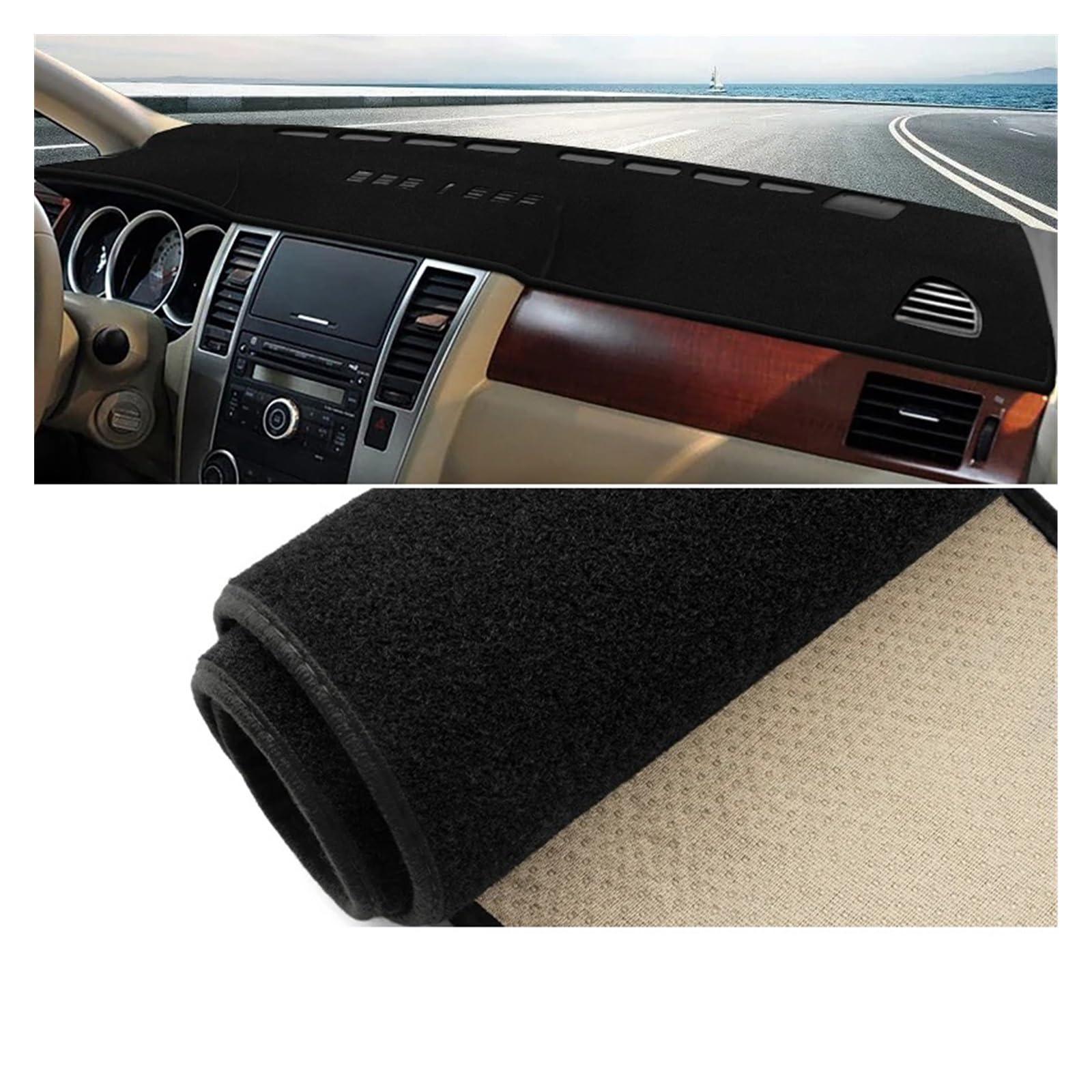 Car Dashboard Cover Pad Für Nissan Für Versa Für Tiida Für C11 2004 2005 2006 2007 2008 2009 2010 2011 Auto Armaturenbrett Abdeckung Matte Instrument Teppich(A LHD Black Side) von AVNVNCNO