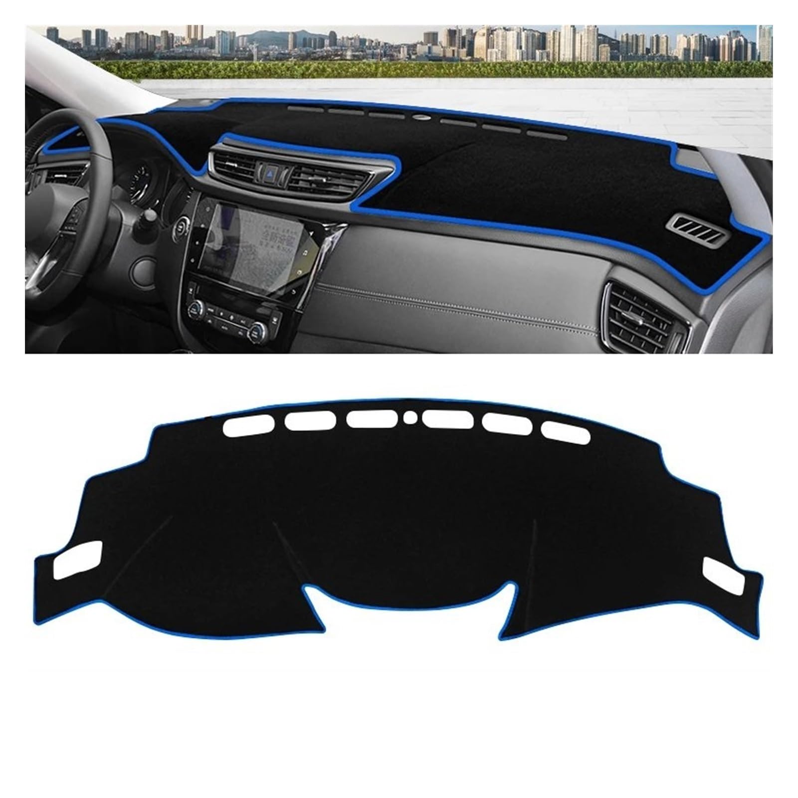 Car Dashboard Cover Pad Für Nissan Für X-Trail Für T32 Für X Trail 2014-2018 2019 2020 Auto-Armaturenbrett-Abdeckung Vermeiden Sie Lichtpad Instrumententafelmatte Teppiche(A Blue Side LHD) von AVNVNCNO