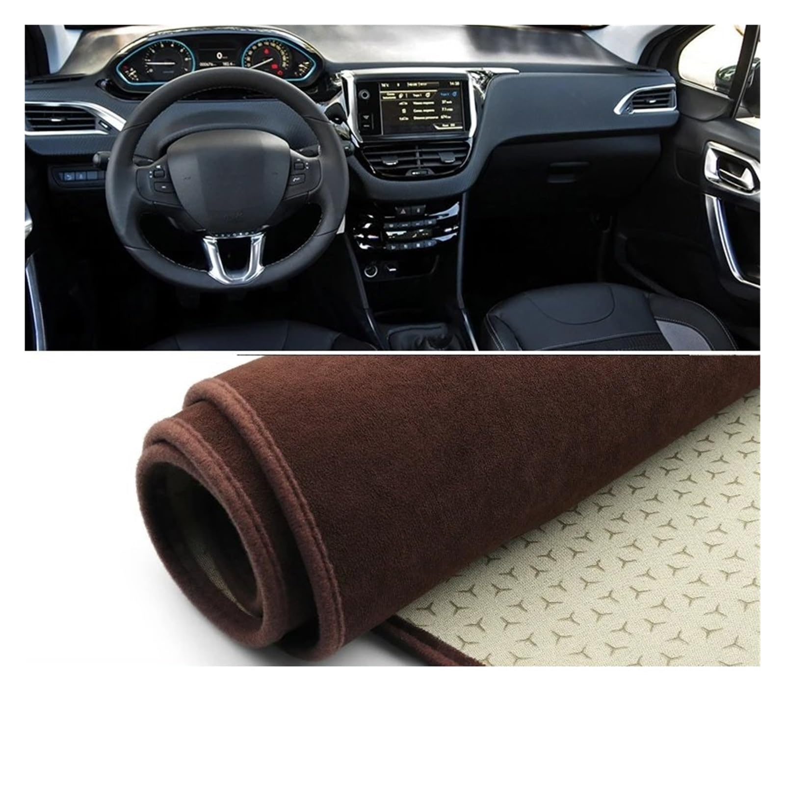 Car Dashboard Cover Pad Für Peugeot 2008 2013 2014 2015 2016 2017 2018 Auto Armaturenbrett Abdeckung Sonnenschutz Matte Instrumententafel rutschfeste Teppiche(B Brown LHD) von AVNVNCNO