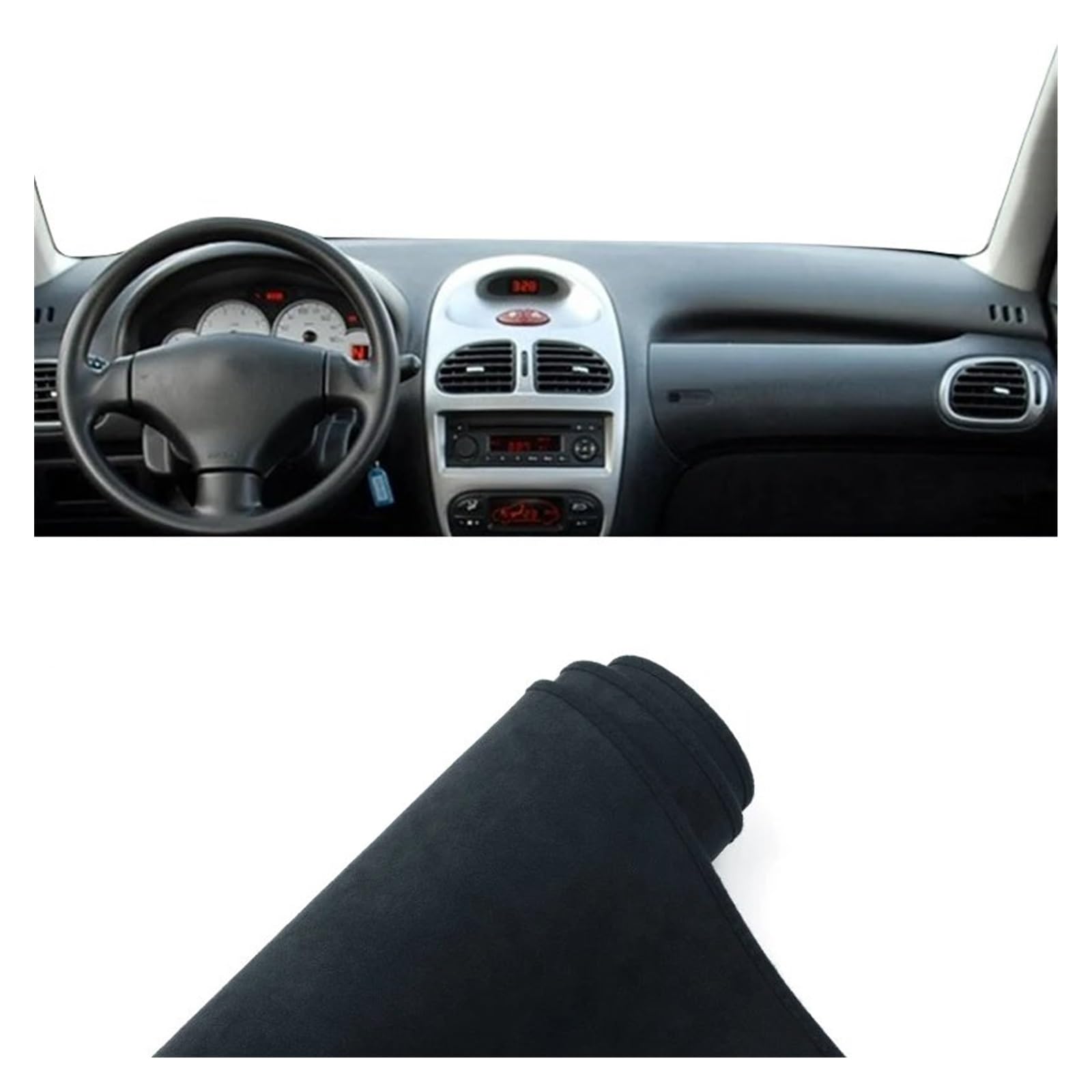 Car Dashboard Cover Pad Für Peugeot 206 Für 206CC Für 206SW 2004-2008 Auto-Armaturenbrett-Abdeckungsmatte Armaturenbrett Sonnenschutzpolster Instrument Rutschfester Teppich(B Black) von AVNVNCNO