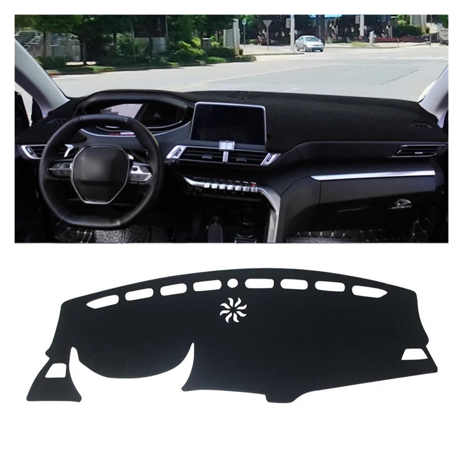 Car Dashboard Cover Pad Für Peugeot 3008 5008 Für GT Für Hybrid 2016 2017 2018 2019 2020 2021 2022 2023 Auto Armaturenbrett Matte Sonnenschutz Abdeckung Pad(LHD Black Side) von AVNVNCNO