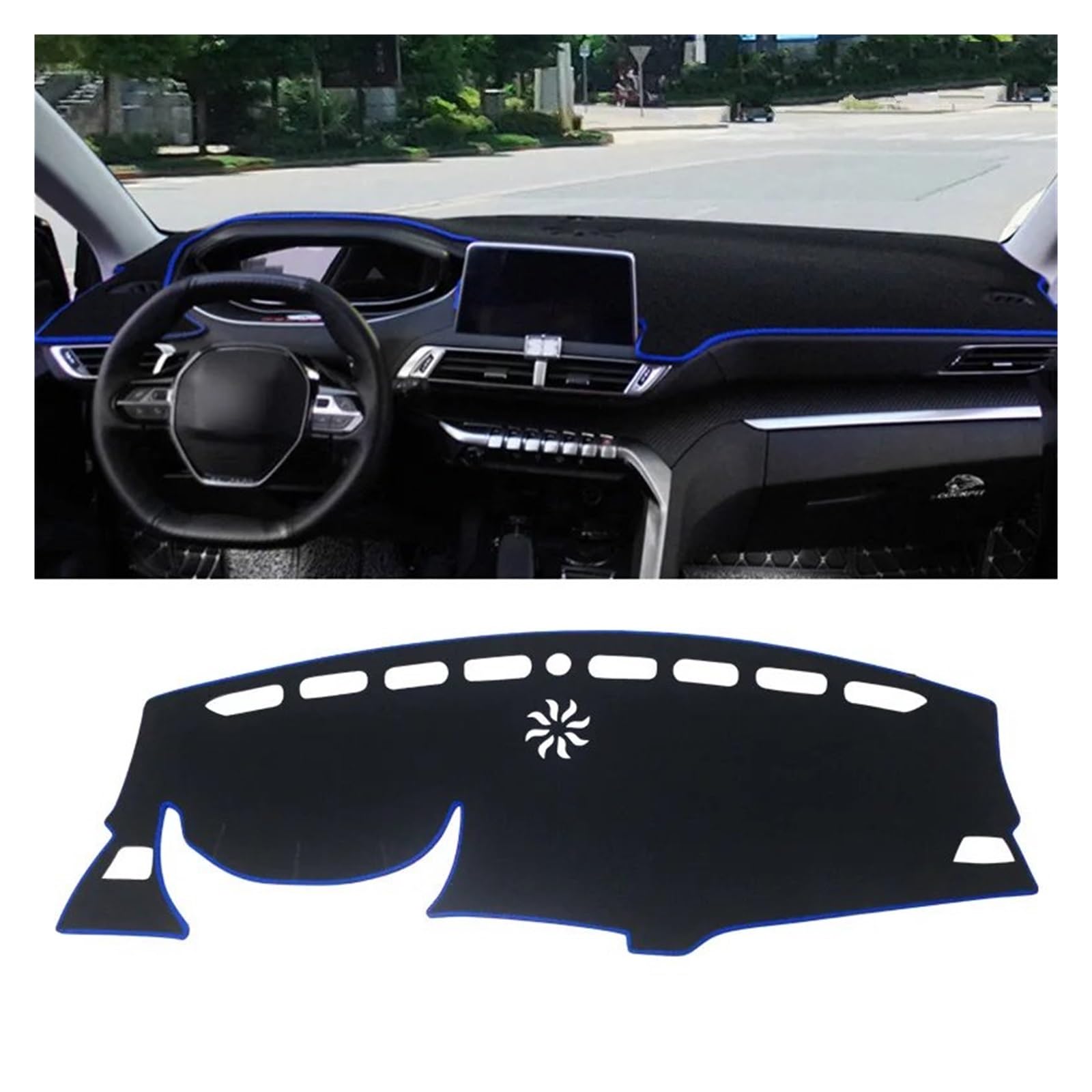 Car Dashboard Cover Pad Für Peugeot 3008 5008 Für GT Für Hybrid 2016 2017 2018 2019 2020 2021 2022 2023 Auto Armaturenbrett Matte Sonnenschutz Abdeckung Pad(LHD Blue Side) von AVNVNCNO