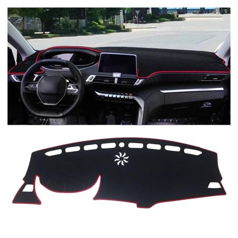 Car Dashboard Cover Pad Für Peugeot 3008 5008 Für GT Für Hybrid 2016 2017 2018 2019 2020 2021 2022 2023 Auto Armaturenbrett Matte Sonnenschutz Abdeckung Pad(LHD Red Side) von AVNVNCNO