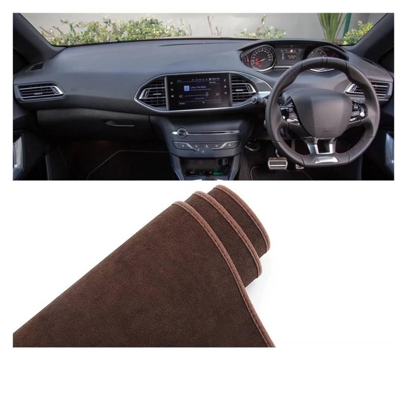 Car Dashboard Cover Pad Für Peugeot 308 Für T9 II Für SW Für MK2 2014 2015 2016 2017 2018 2019 2020 Auto Armaturenbrett Abdeckung Matte Armaturenbrett Sonnenschirm Teppich(B Brown RHD) von AVNVNCNO