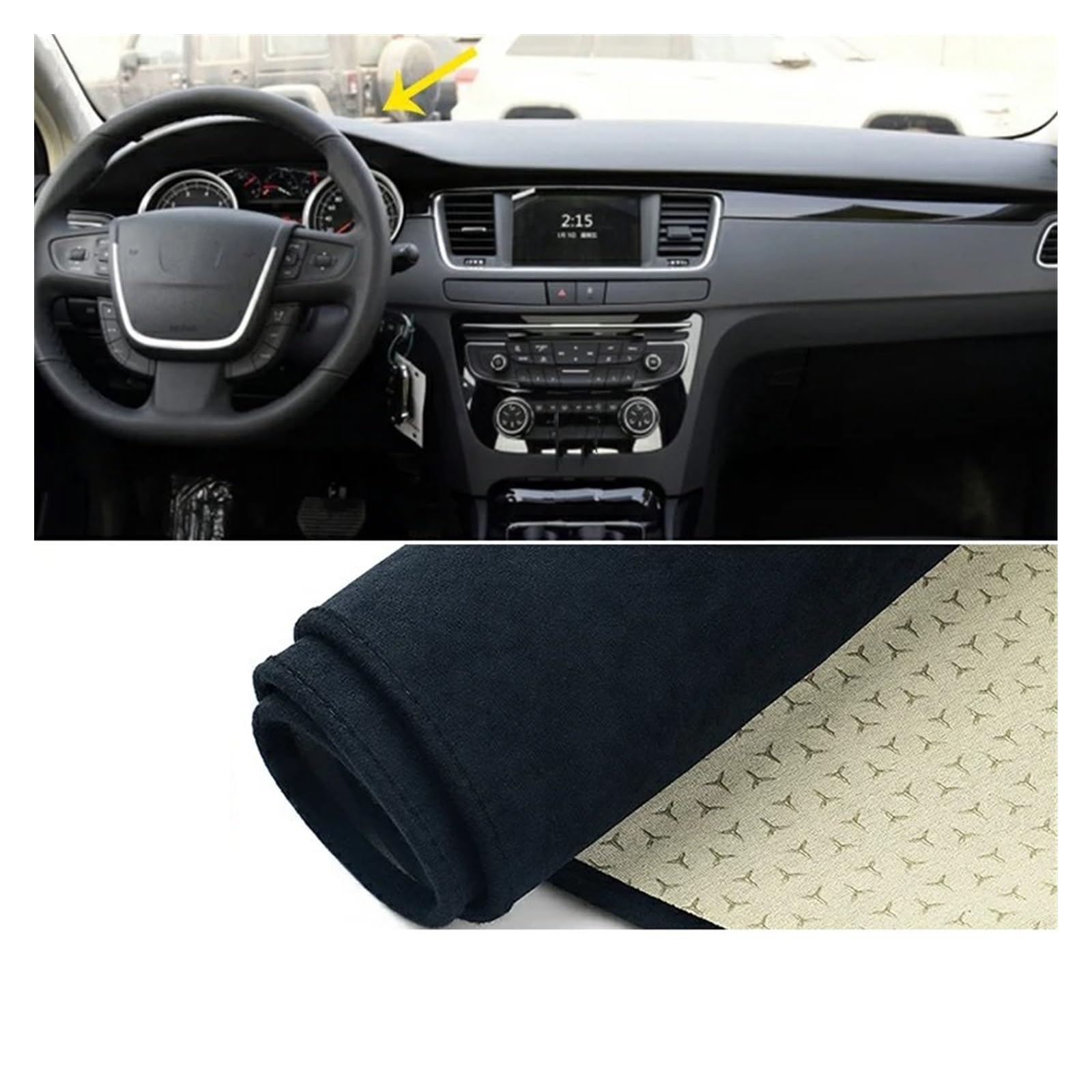 Car Dashboard Cover Pad Für Peugeot 508 2010 2011 2012 2013 2014 2015 2016 2017 2018 Auto Dashboard Abdeckung Matten Sonnenschutz Teppiche Fall(B No HUD Black) von AVNVNCNO