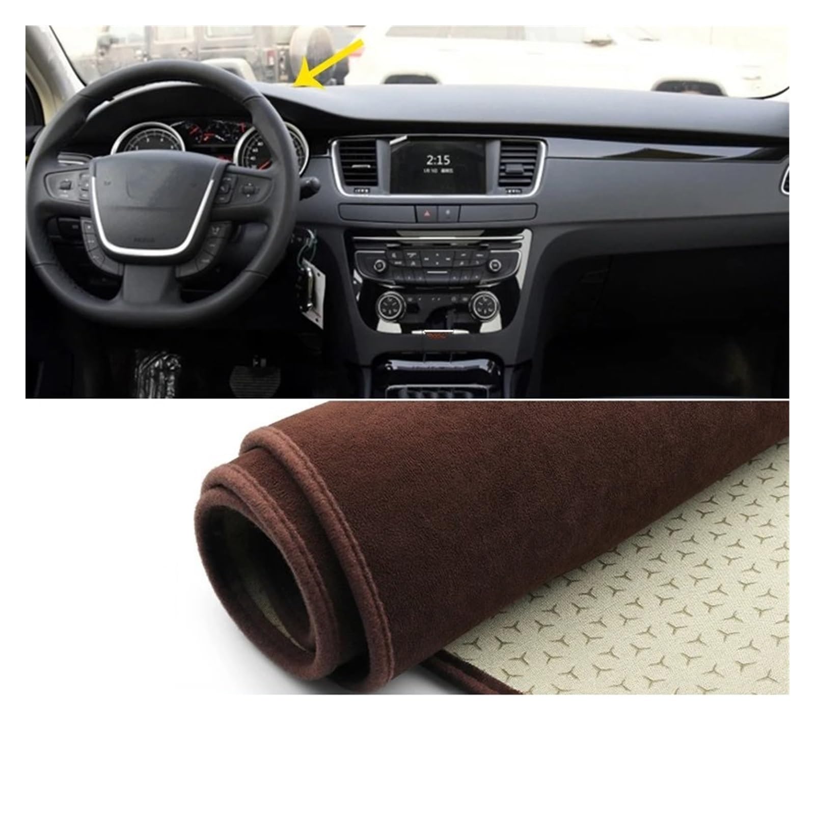 Car Dashboard Cover Pad Für Peugeot 508 2010 2011 2012 2013 2014 2015 2016 2017 2018 Auto Dashboard Abdeckung Matten Sonnenschutz Teppiche Fall(B No HUD Brown) von AVNVNCNO