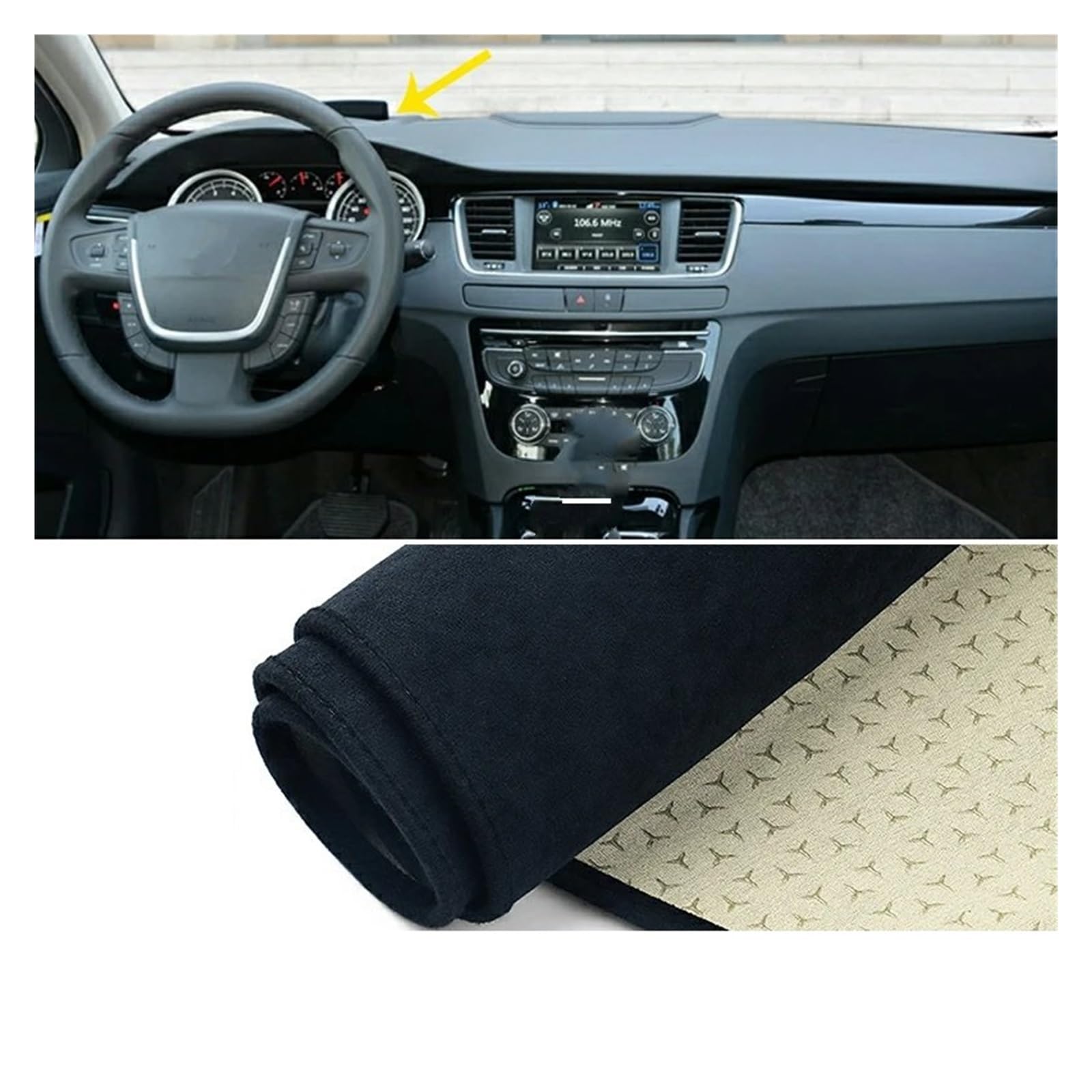 Car Dashboard Cover Pad Für Peugeot 508 2010 2011 2012 2013 2014 2015 2016 2017 2018 Auto Dashboard Abdeckung Matten Sonnenschutz Teppiche Fall(B with HUD Black) von AVNVNCNO