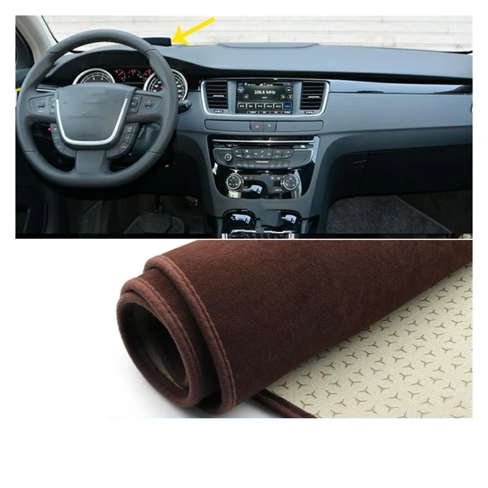 Car Dashboard Cover Pad Für Peugeot 508 2010 2011 2012 2013 2014 2015 2016 2017 2018 Auto Dashboard Abdeckung Matten Sonnenschutz Teppiche Fall(B with HUD Brown) von AVNVNCNO