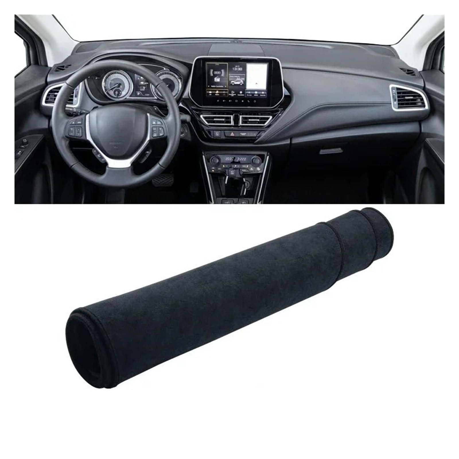 Car Dashboard Cover Pad Für Suzuki Für S-Cross Für Scross Für MK3 2022-2024 Für Hybridauto-Armaturenbrettabdeckung Instrumententisch Sonnenschutzmatte rutschfeste Unterlage(B LHD Black) von AVNVNCNO