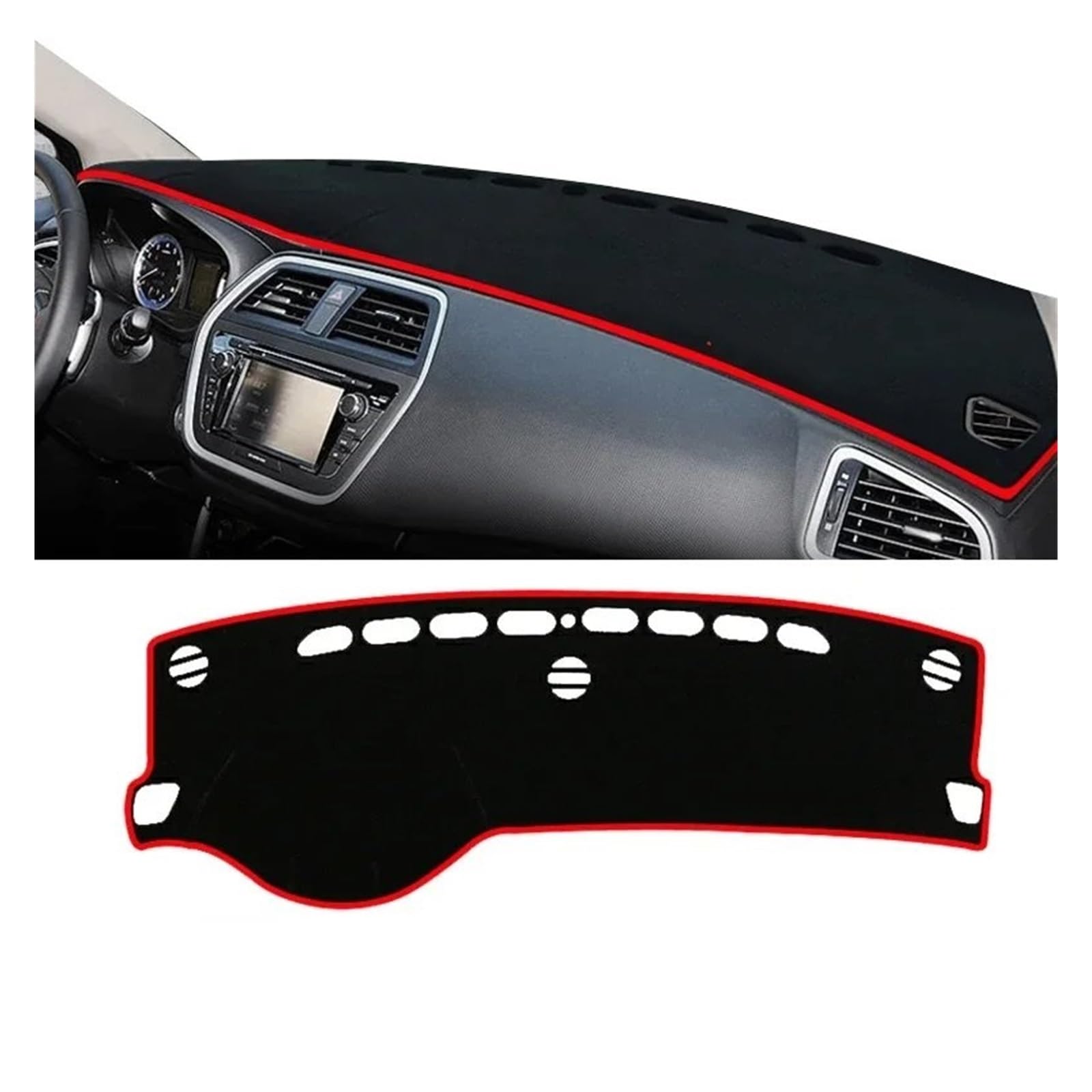 Car Dashboard Cover Pad Für Suzuki Für SX4 Für S-Cross 2013-2015 2016 2017 2018 2019 2020 Für SX4 Für Scross Auto Armaturenbrettabdeckung Armaturenbrett Sonnenschutzmatte(A LHD Red Side) von AVNVNCNO