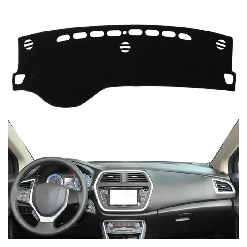 Car Dashboard Cover Pad Für Suzuki Für SX4 Für S-Cross 2014 2015-2019 Dashmat Dashboard-Abdeckung Pad Matte Anti-Rutsch-Sonnenschutz Schutz Teppich Teppich(Schwarz,Lhd) von AVNVNCNO