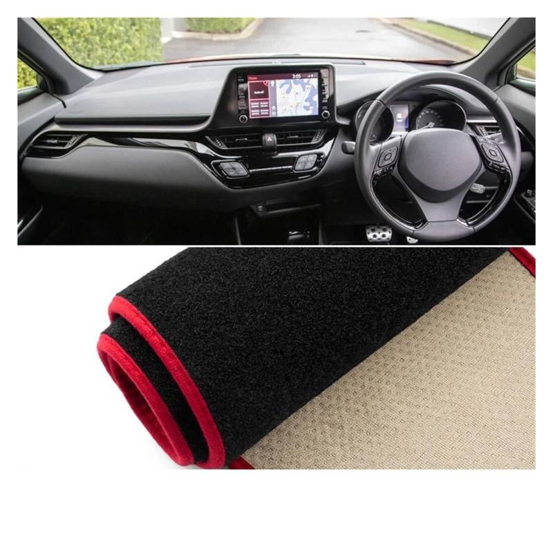 Car Dashboard Cover Pad Für Toyota Für C-HR Für CHR Für C HR 2016 2017 2018 2019 2020 2021 2022 2023 Auto-Armaturenbrett-Abdeckungsmatte rutschfeste Unterlage(A RHD Red Side) von AVNVNCNO