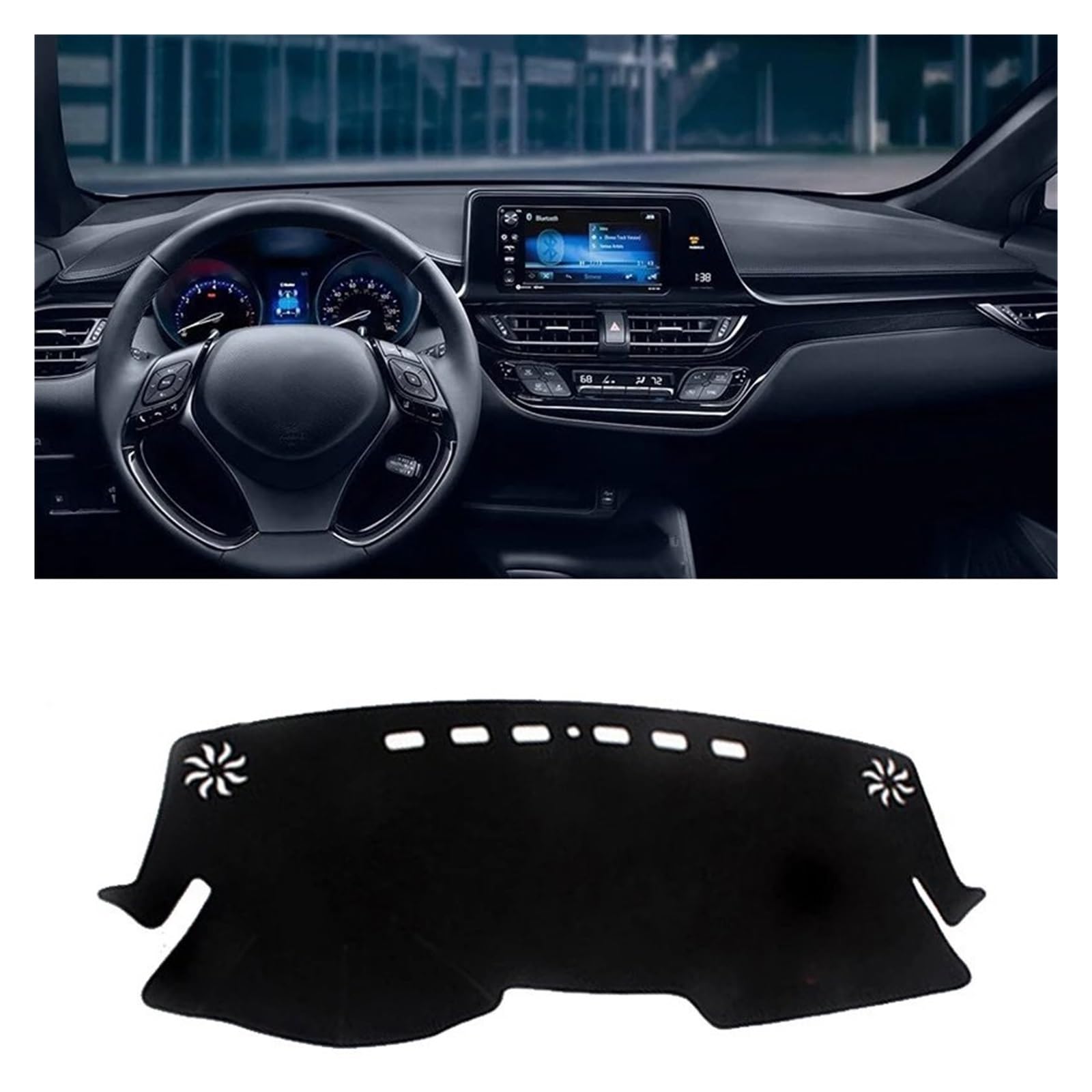 Car Dashboard Cover Pad Für Toyota Für C-HR Für CHR Für C HR Für CH R 2016-2019 2020 2021 2022 2023 Auto-Armaturenbrett-Abdeckung Armaturenbrettmatte Sonnenschutzpad(A Black Side LHD) von AVNVNCNO