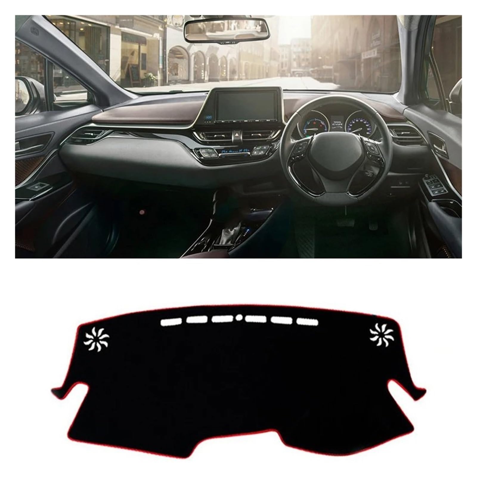 Car Dashboard Cover Pad Für Toyota Für C-HR Für CHR Für C HR Für CH R 2016-2019 2020 2021 2022 2023 Auto-Armaturenbrett-Abdeckung Armaturenbrettmatte Sonnenschutzpad(A Red Side RHD) von AVNVNCNO