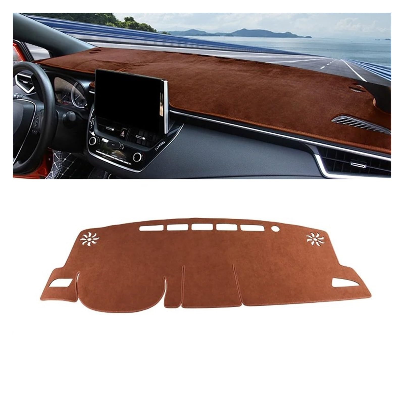 Car Dashboard Cover Pad Für Toyota Für Corolla Für Cross Für XG10 2021 2022 2023 2024 Auto-Armaturenbrett-Abdeckung Sonnenschutzmatte Instrumententafel Teppiche(B LHD Brown) von AVNVNCNO