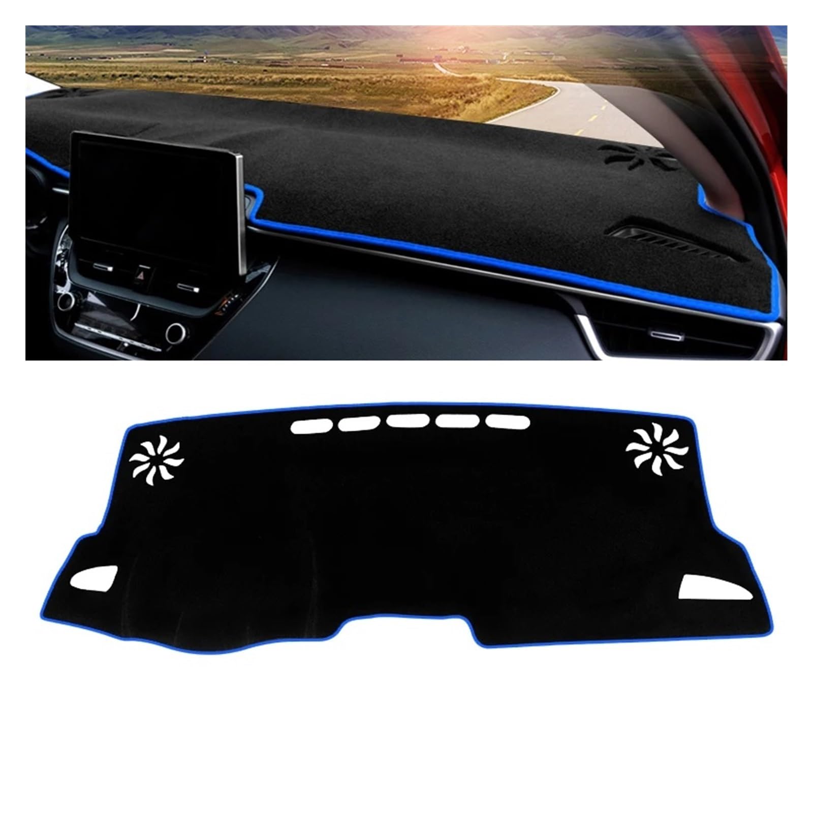 Car Dashboard Cover Pad Für Toyota Für Corolla Für E210 2019 2020 2021-2024 Für Hybridauto-Armaturenbrettabdeckung Vermeiden Sie Lichtmatte Sonnenschutz-Teppichpolster(A Blue Side LHD) von AVNVNCNO