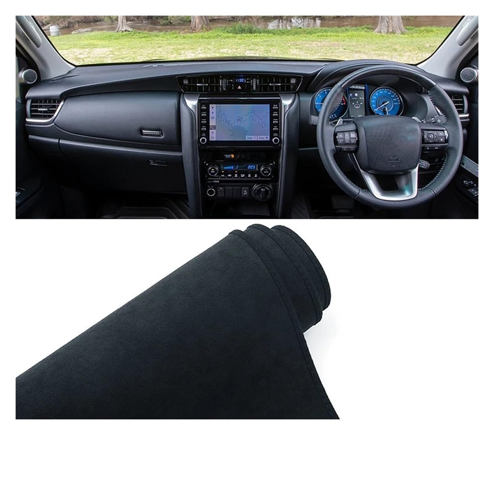 Car Dashboard Cover Pad Für Toyota Für Fortuner Für AN150 Für AN160 2015 2016 2017 2018 2019 2020 2021 2022 2023 Auto-Armaturenbrett-Abdeckungsmatte rutschfeste Pads(Black RHD) von AVNVNCNO