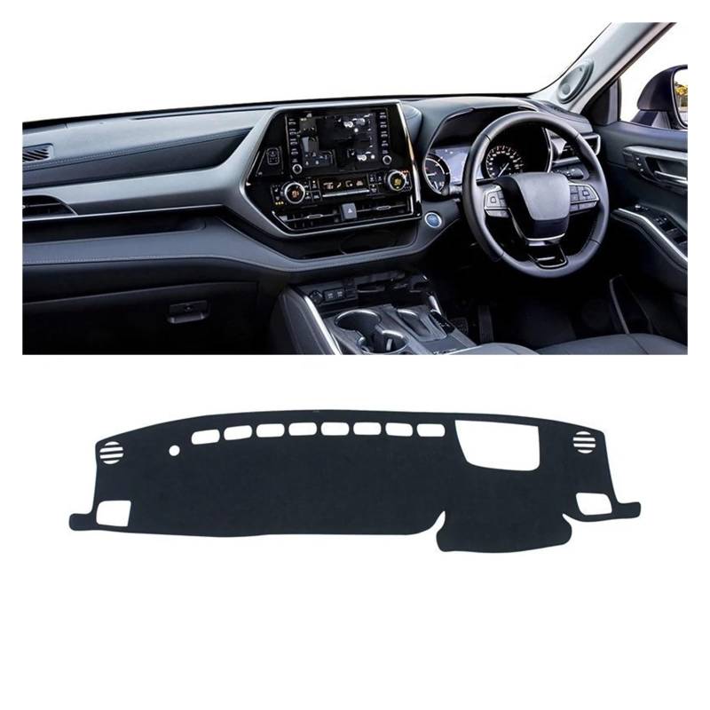 Car Dashboard Cover Pad Für Toyota Für Highlander Für XU70 Für Kluger 2021-2024 Auto-Armaturenbrett-Abdeckung Instrumententisch Sonnenschutz rutschfeste Unterlage(RHD Black) von AVNVNCNO