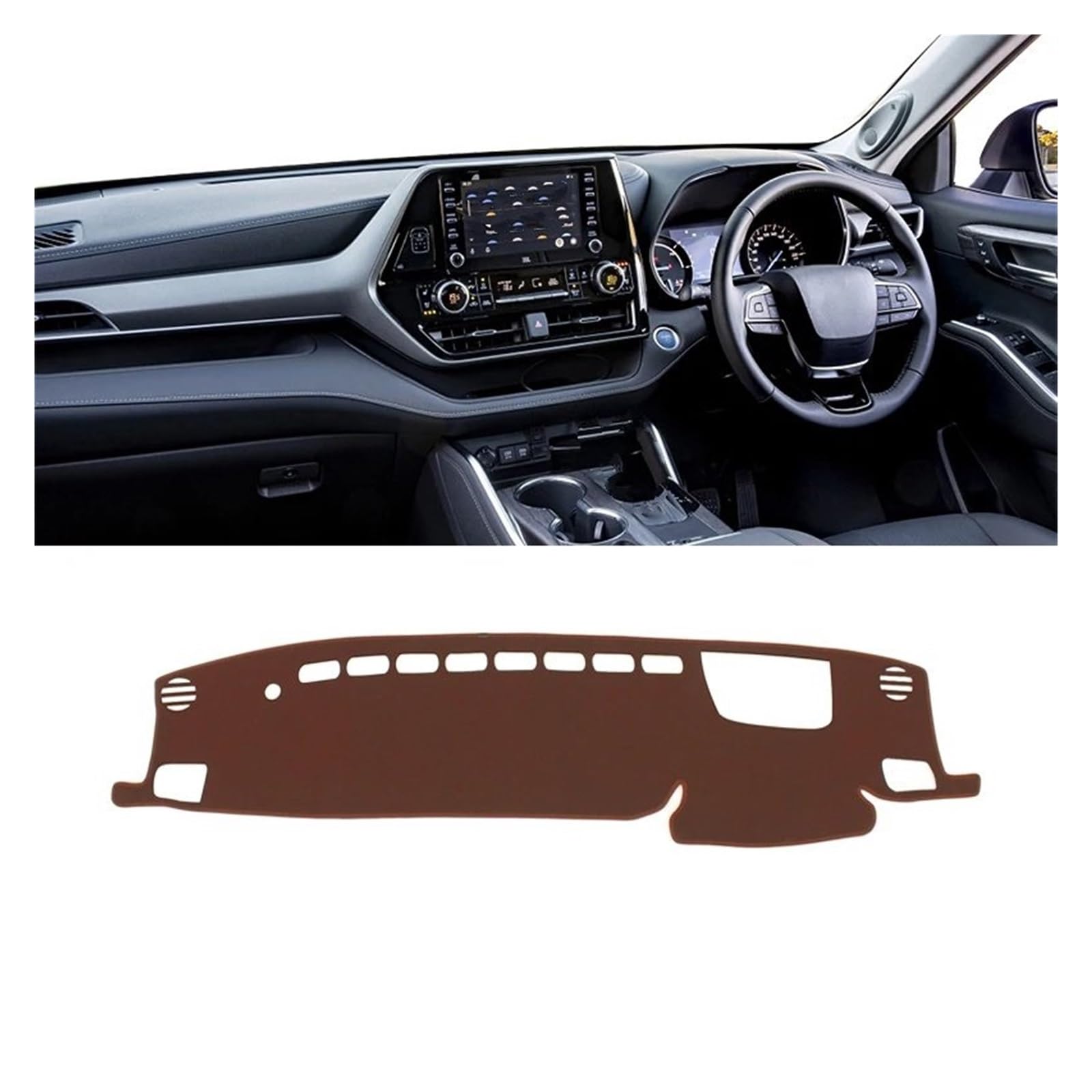 Car Dashboard Cover Pad Für Toyota Für Highlander Für XU70 Für Kluger 2021-2024 Auto-Armaturenbrett-Abdeckung Instrumententisch Sonnenschutz rutschfeste Unterlage(RHD Brown) von AVNVNCNO