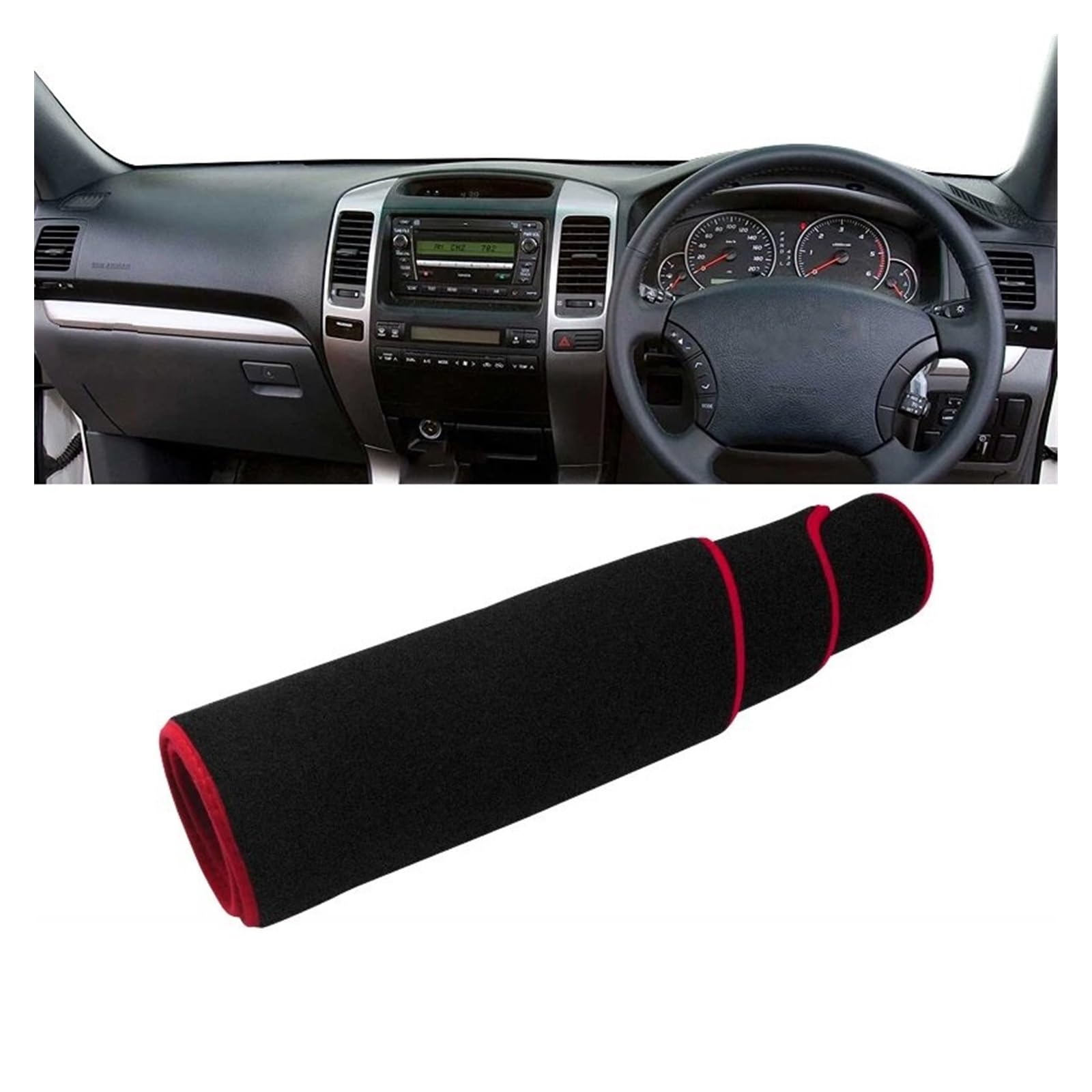 Car Dashboard Cover Pad Für Toyota Für Land Für Cruiser Für Prado 120 Für FJ120 2003 2004 2005 2006-2009 Auto Armaturenbrett-Abdeckung Dash Sonnenschutz Pad(RHD Red Side) von AVNVNCNO