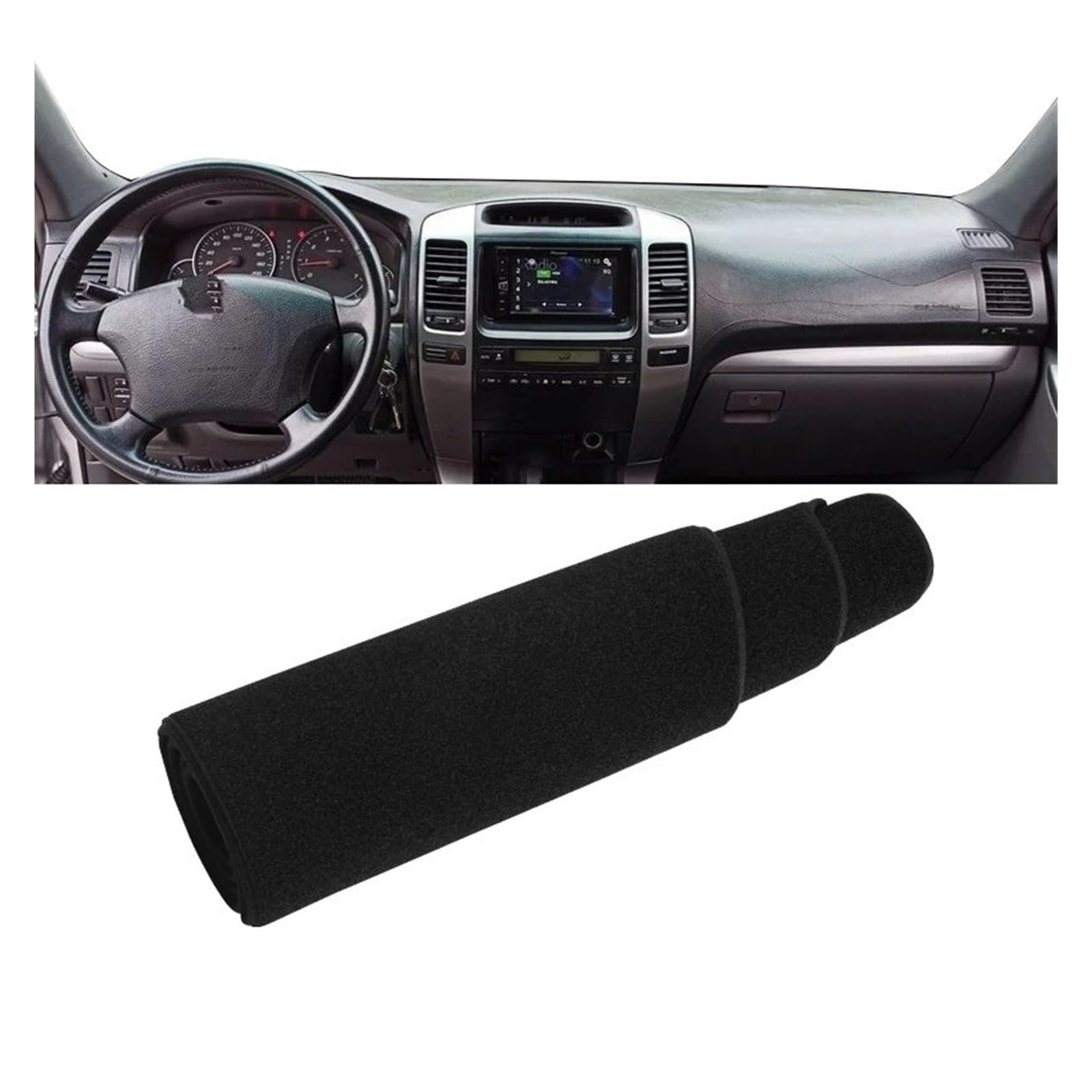 Car Dashboard Cover Pad Für Toyota Für Land Für Cruiser Für Prado 120 Für FJ120 2003-2006 2007 2008 2009 Auto Armaturenbrettabdeckung Armaturenbrett Sonnenschutz Pad(LHD Black Side) von AVNVNCNO