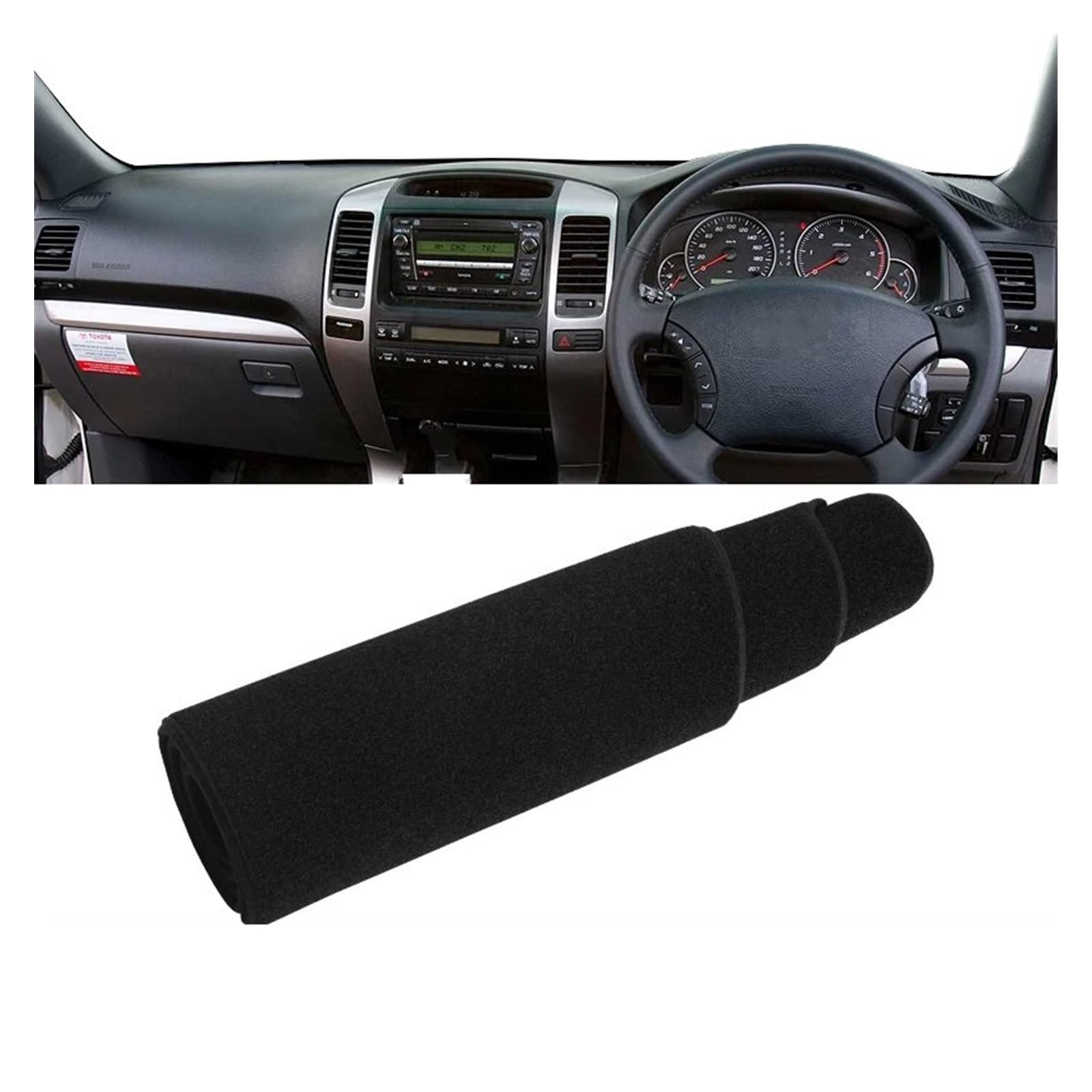 Car Dashboard Cover Pad Für Toyota Für Land Für Cruiser Für Prado 120 Für J120 2003 2004 2005 2006 2007 2008 2009 Auto-Armaturenbrett-Abdeckung Sonnenschutzmatten(A RHD Black Side) von AVNVNCNO