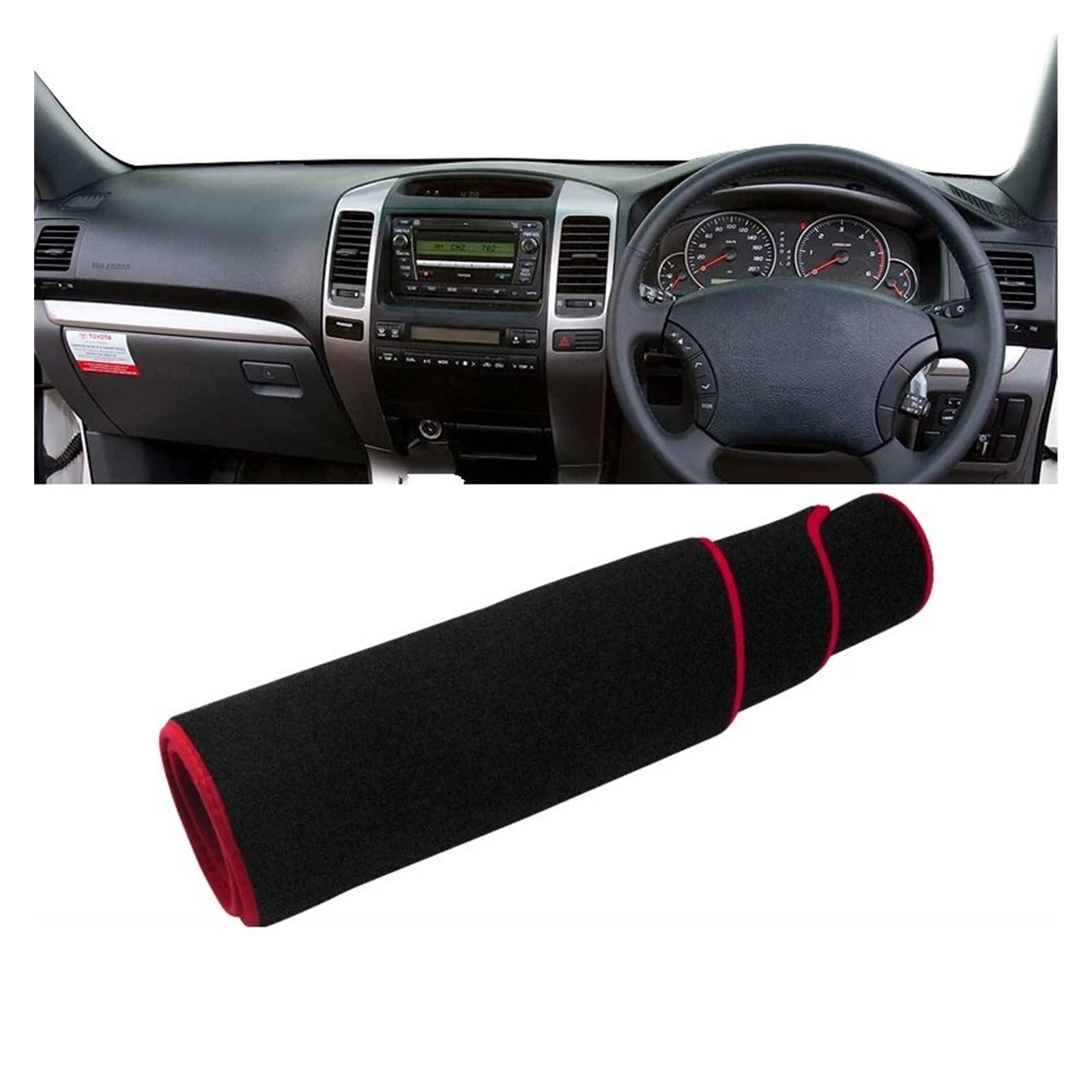 Car Dashboard Cover Pad Für Toyota Für Land Für Cruiser Für Prado 120 Für J120 2003 2004 2005 2006 2007 2008 2009 Auto-Armaturenbrett-Abdeckung Sonnenschutzmatten(A RHD Red Side) von AVNVNCNO