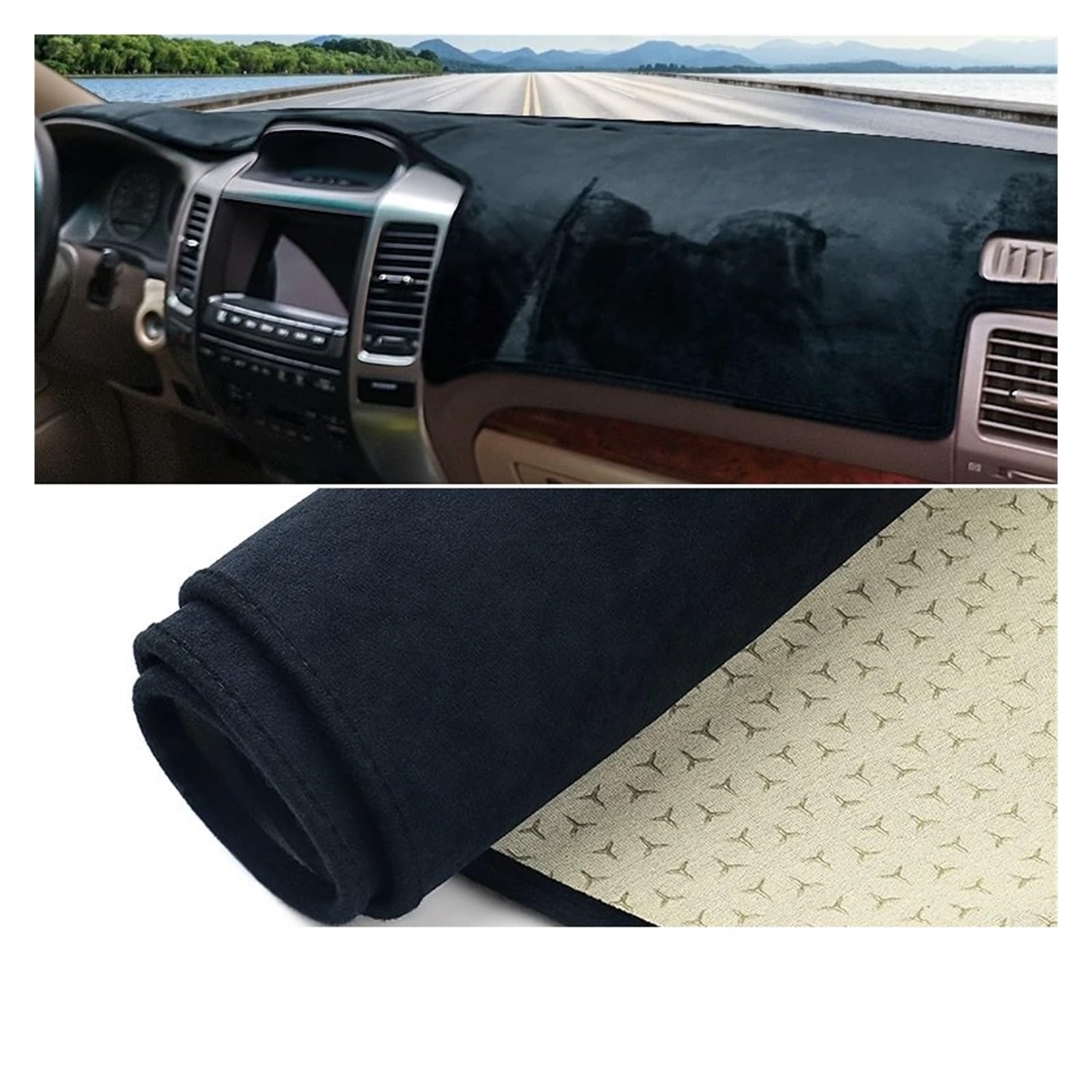 Car Dashboard Cover Pad Für Toyota Für Land Für Cruiser Für Prado Für J120 Für FJ120 Für LC120 2003-2009 Auto-Armaturenbrett-Abdeckung Sonnenschutzmatte Pad Teppiche(B LHD Black) von AVNVNCNO